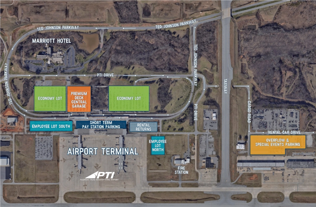 Piedmont Triad International Airport Parking Map 2025