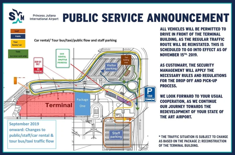Princess Juliana International Airport Parking Map 2025-2019