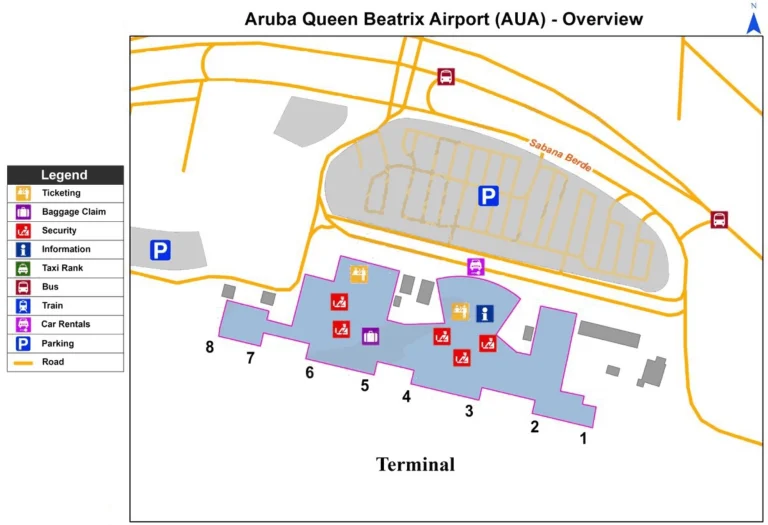Queen Beatrix International Airport Parking Map 2025