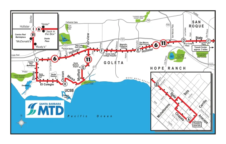 Santa Barbara Municipal Airport MTD Route 11 Map 2025