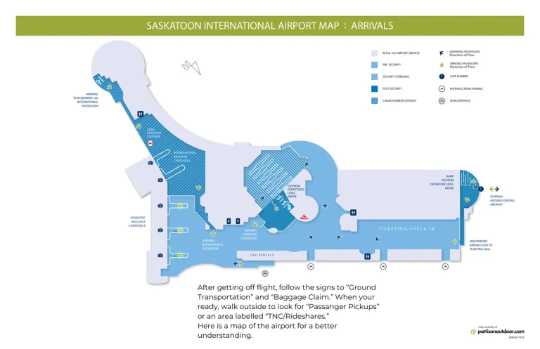 Saskatoon International Airport Ground Transportation Map 2025