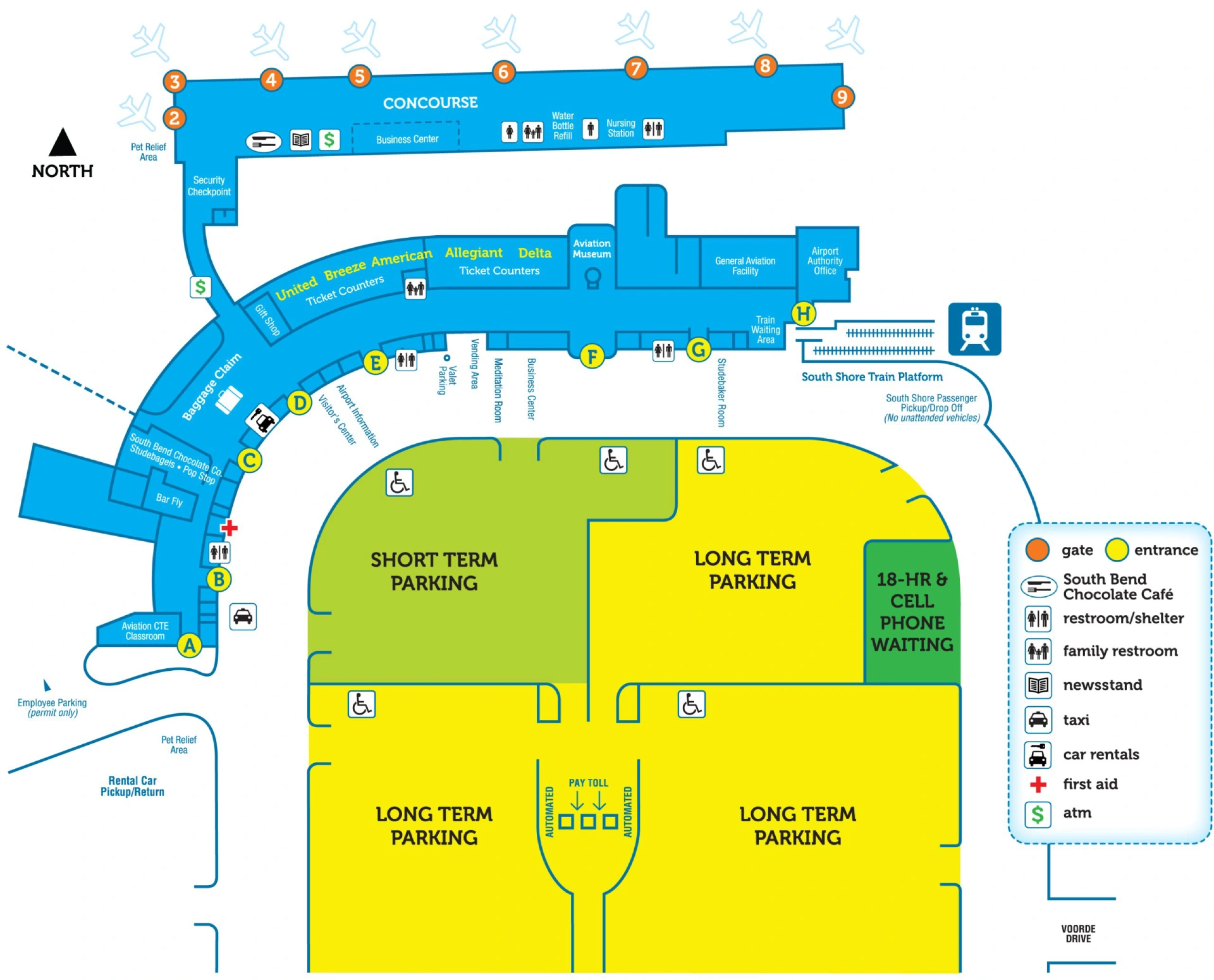 South Bend Regional Airport Parking Map 2025