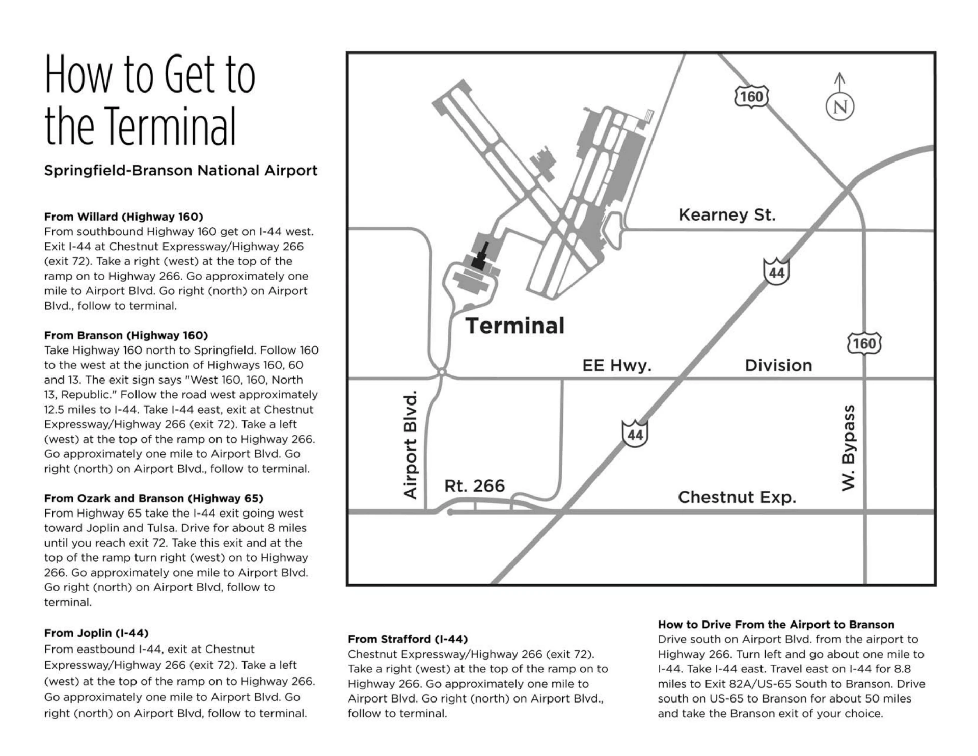Springfield Branson National Airport Ground Transportation Map 2025-2024