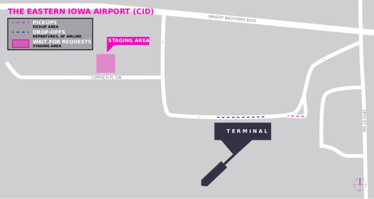 The Eastern Iowa Airport Lyft Staging Area Map 2025-2023