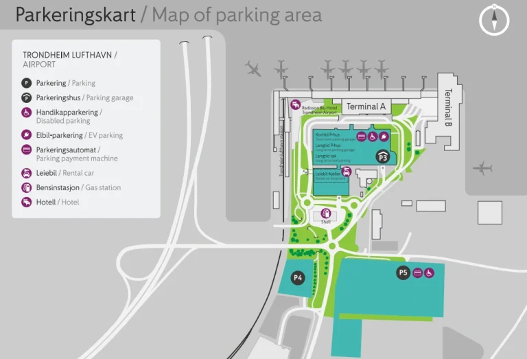 Trondheim Airport Parking Map 2025