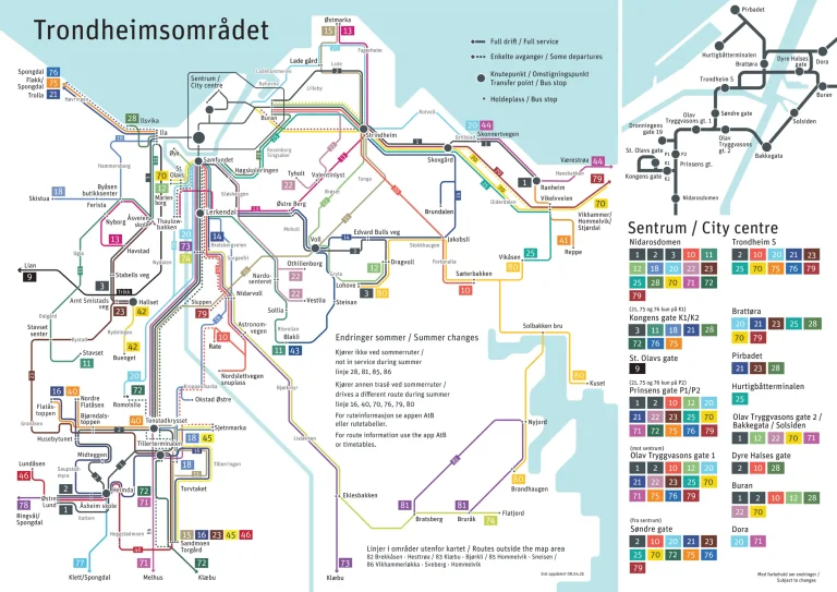 Trondheim Airport Public Transportation Route Map 2025