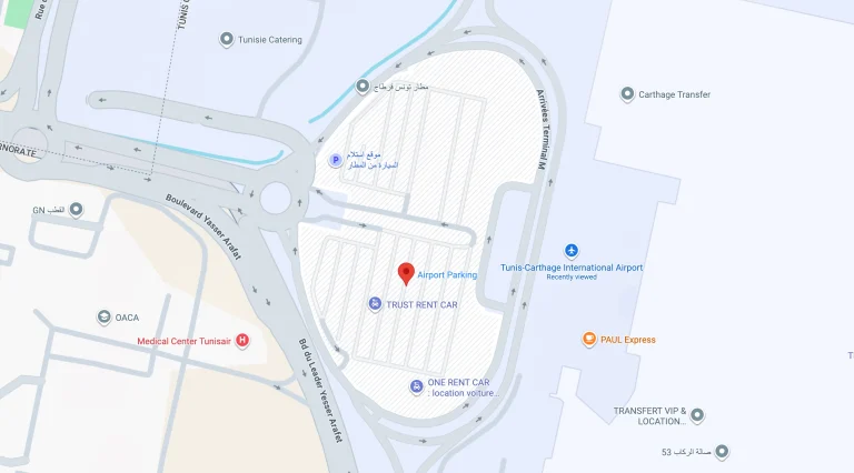 Tunis Carthage International Airport Parking Map 2025