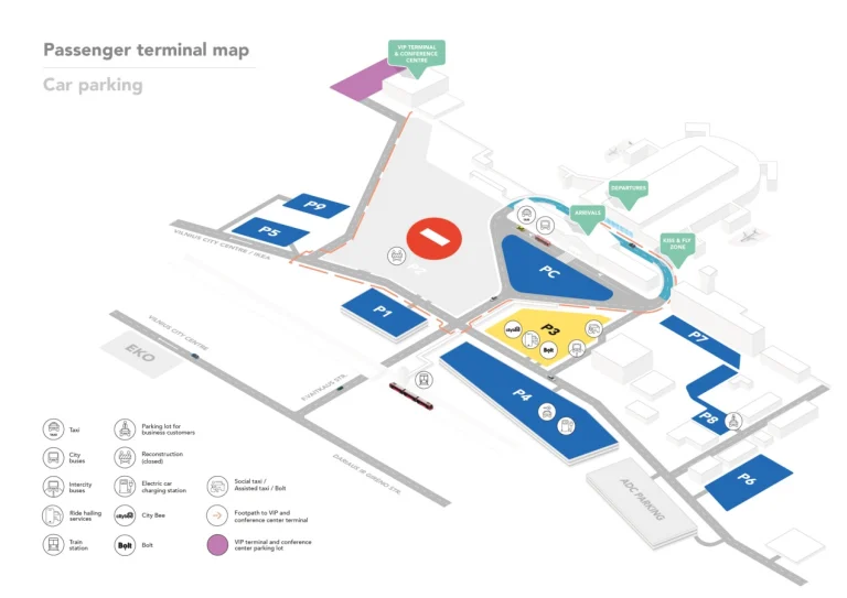 Vilnius International Airport Parking Map 2025