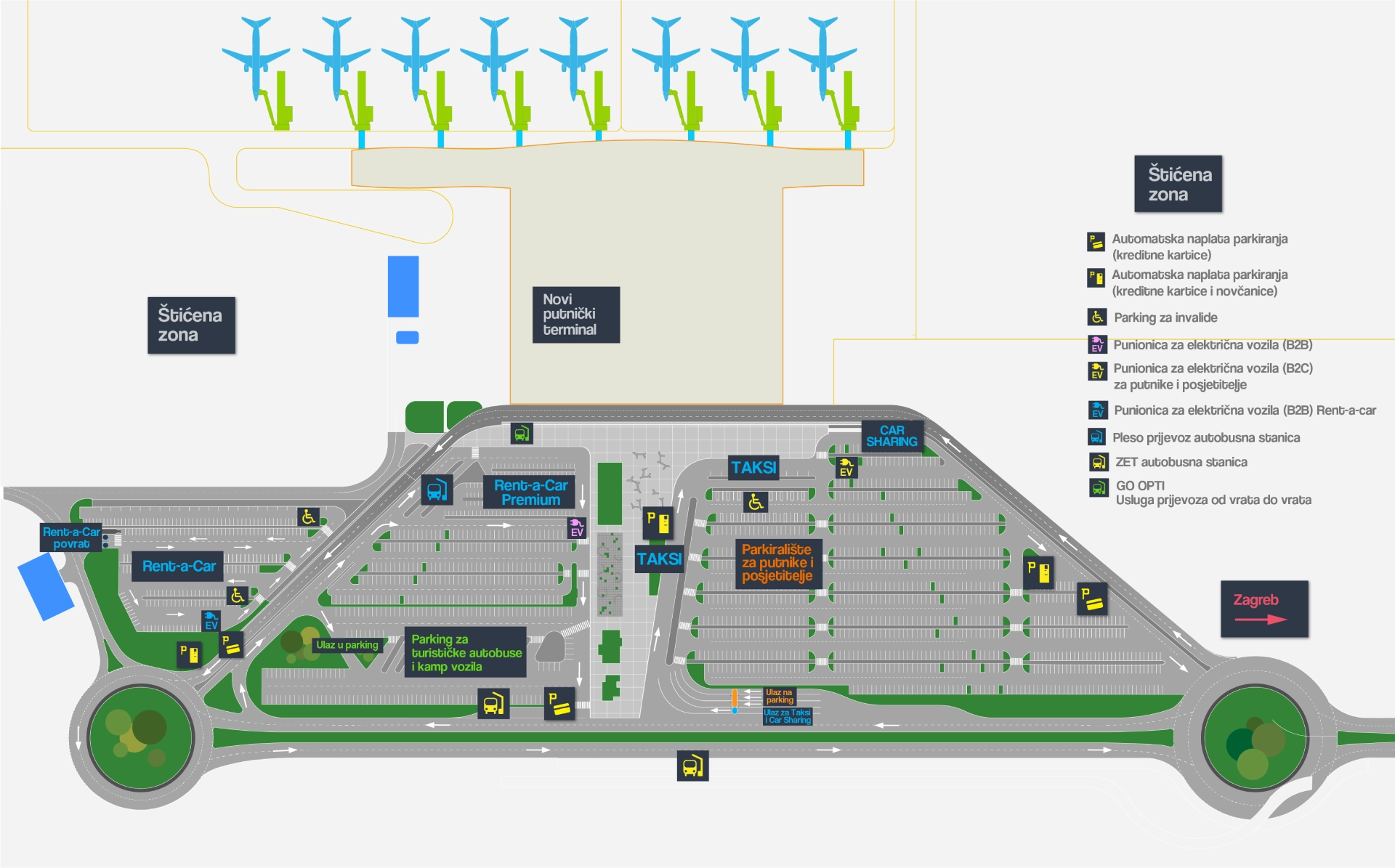 Zagreb Franjo Tuđman International Airport Parking Map 2025
