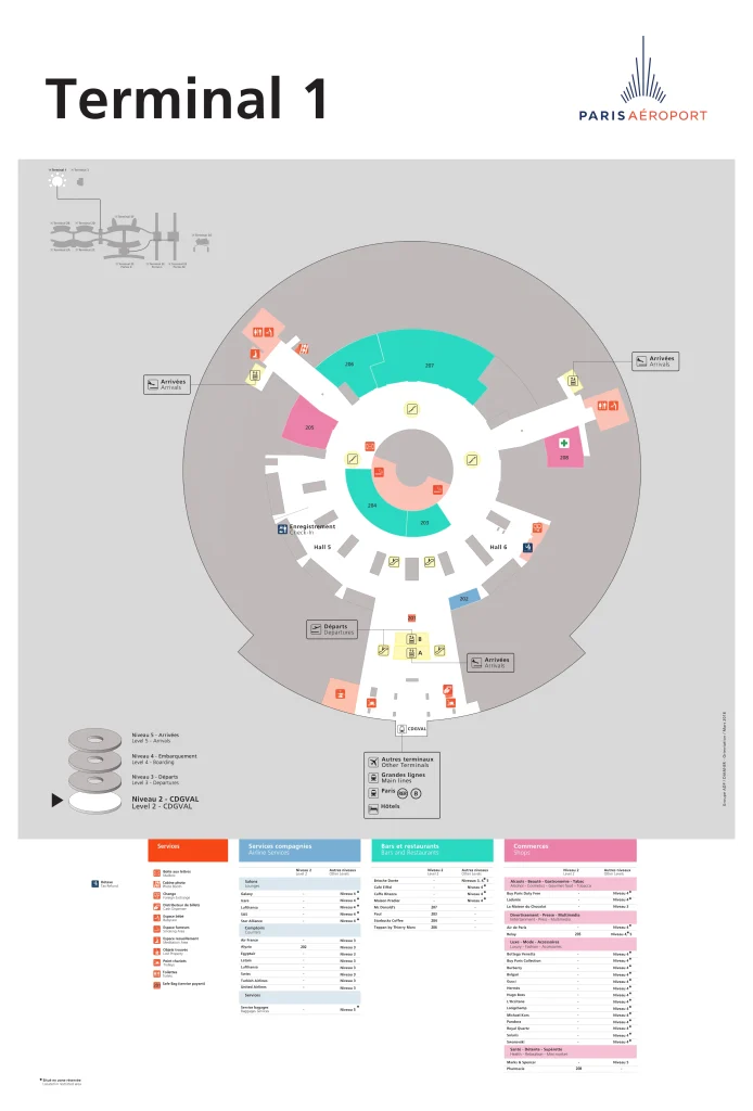 Charles de Gaulle International Airport Terminal 1 Map (Most Up-To-Date ...