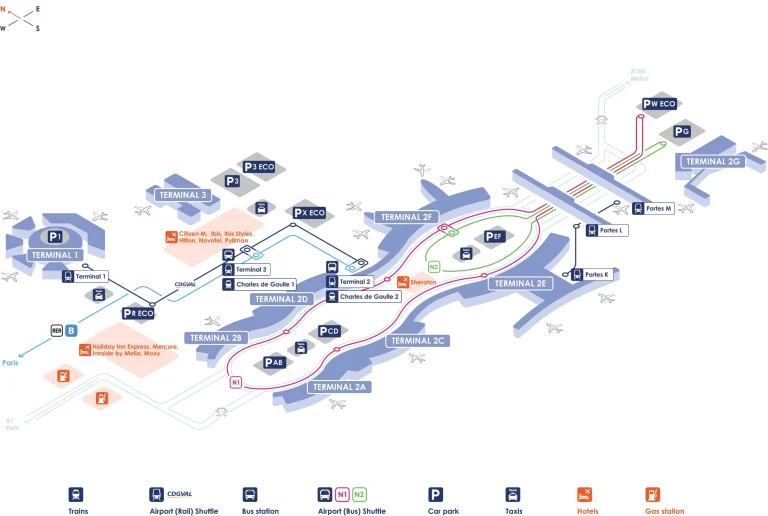 Charles de Gaulle International Airport Terminal Map 2025