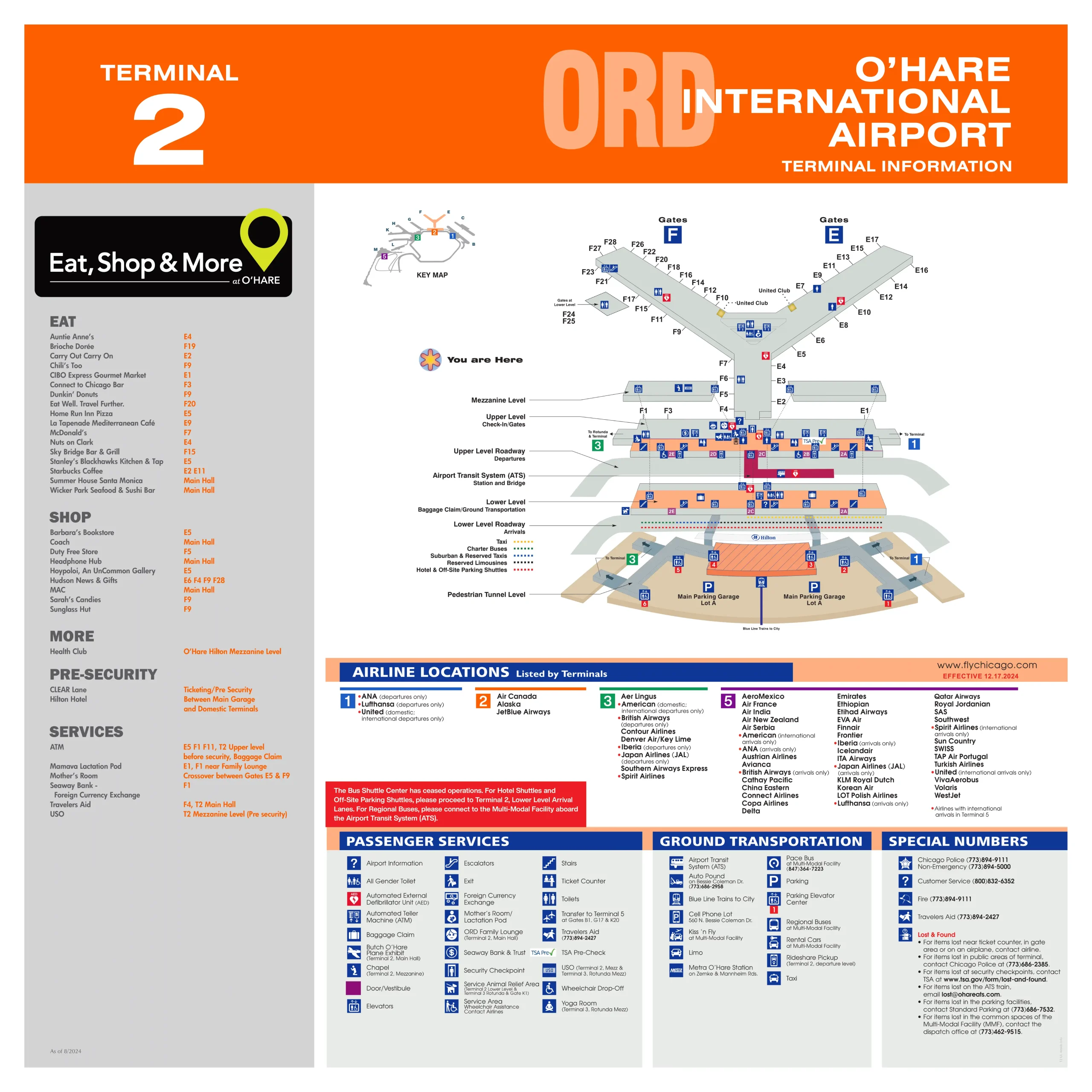 Chicago O'Hare International Airport Terminal 2 Map 2024