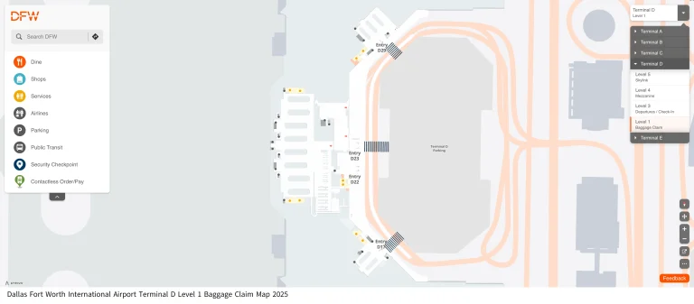 Dallas Fort Worth Internarnational Airport Terminal D Level 1 Baggage Claim Map 2025