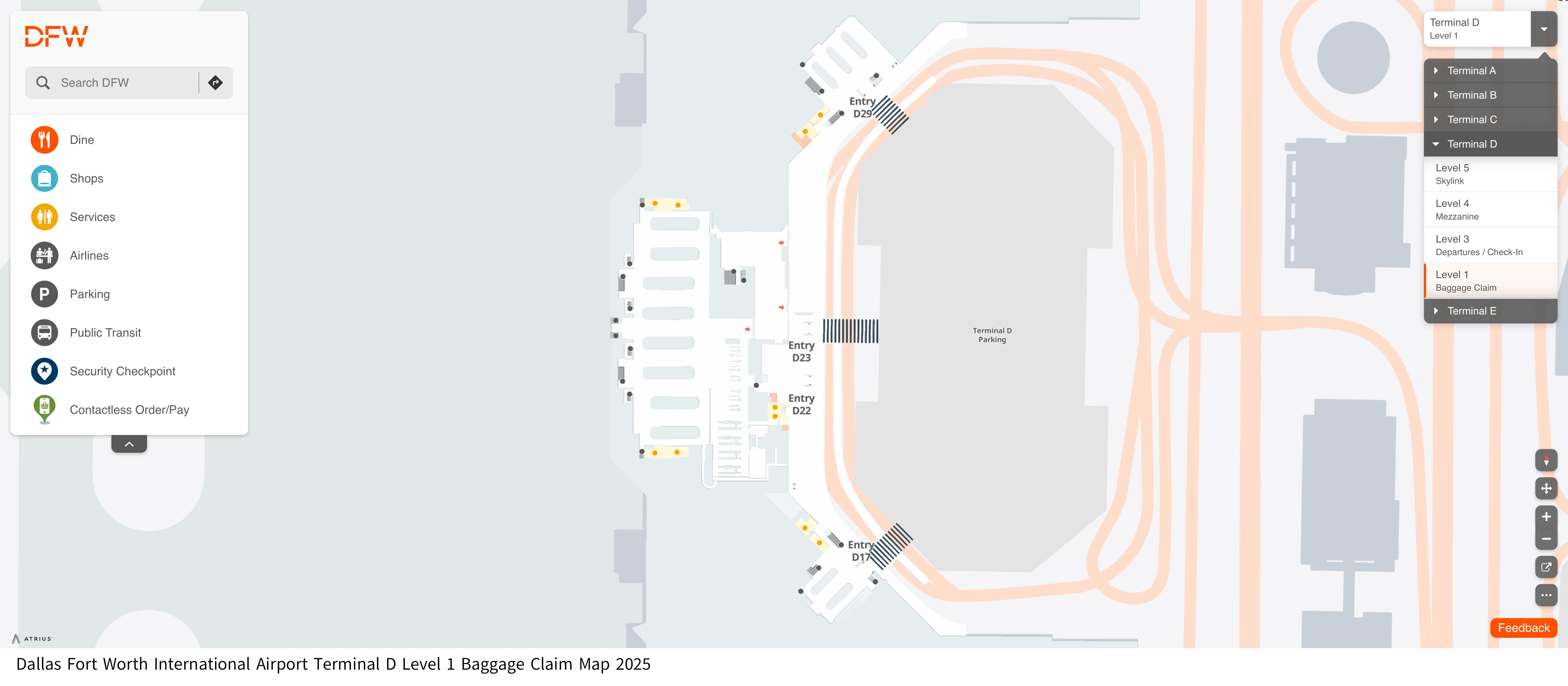 Dallas Fort Worth Internarnational Airport Terminal D Level 1 Baggage Claim Map 2025