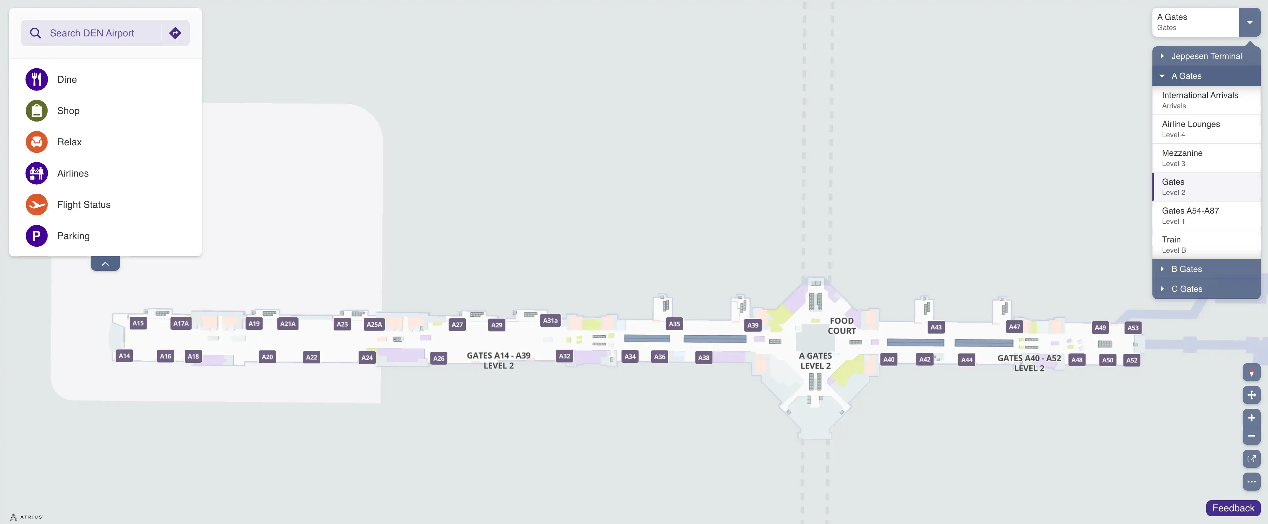 Denver International Airport Concourse A Gates Level 2 Map 2025