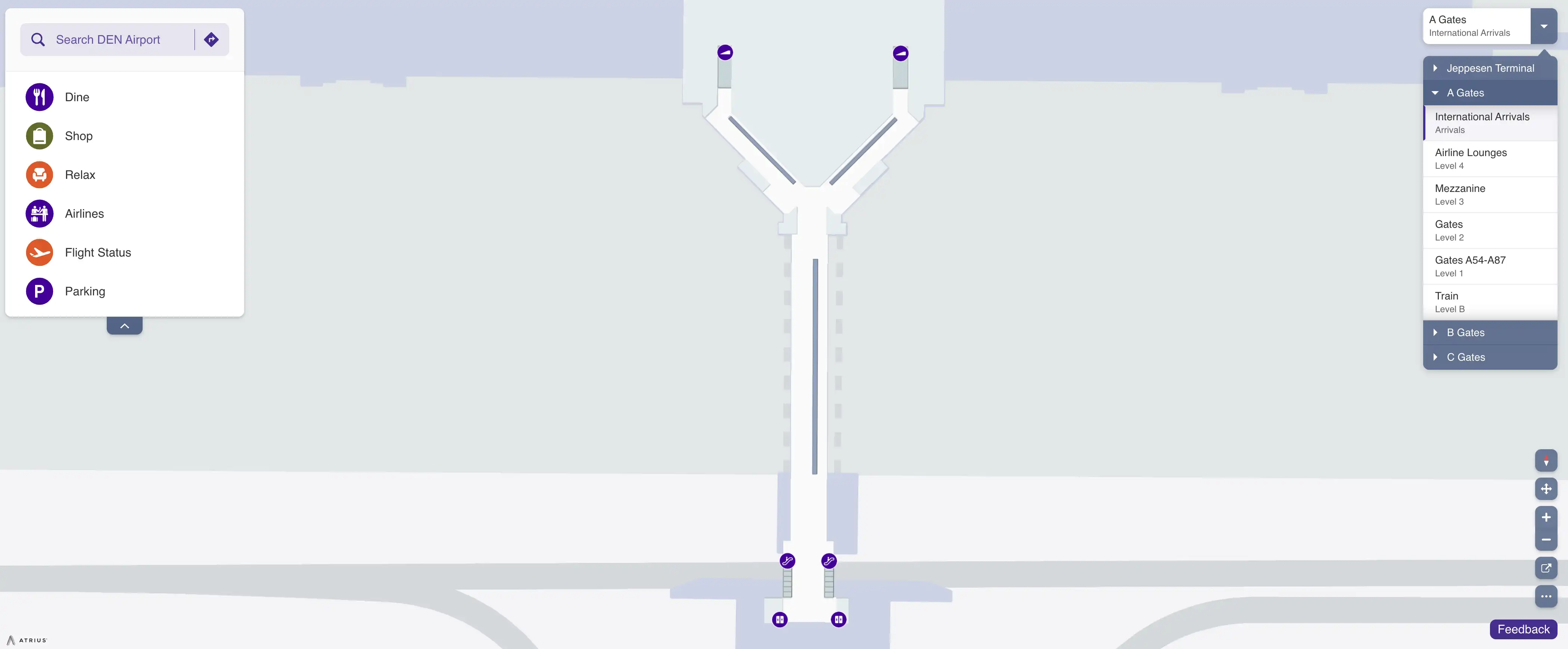 Denver International Airport Concourse A International Arrivals Map 2025