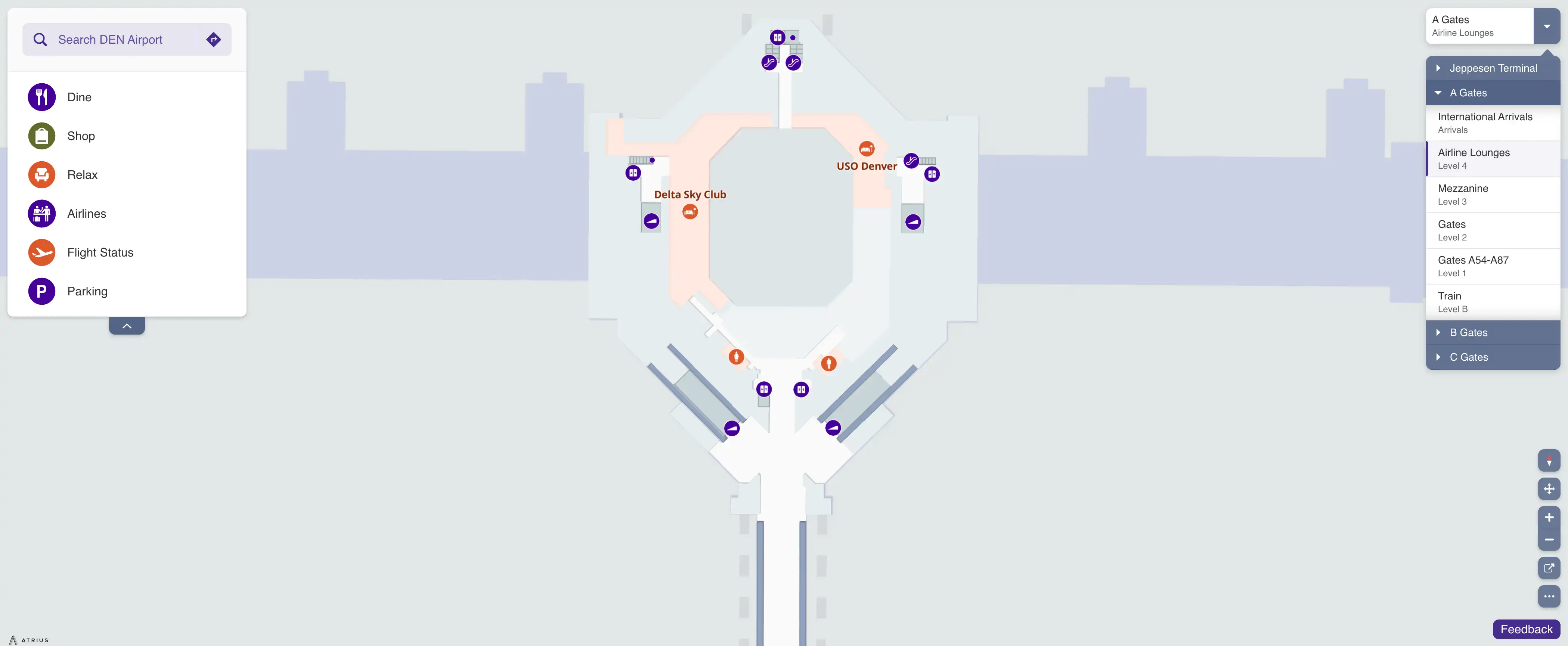 Denver International Airport Concourse A Level 4 Airline Lounges Map 2025