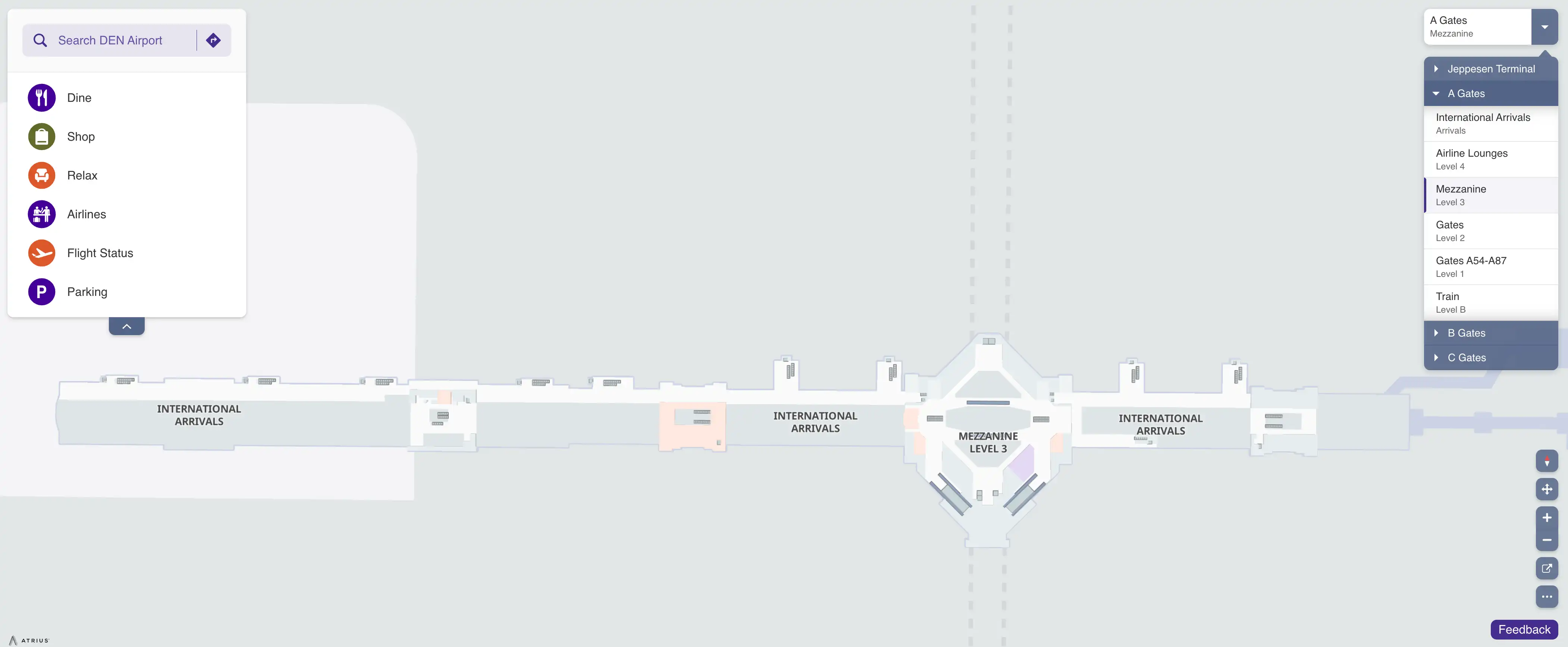 Denver International Airport Concourse A Mezzanine Level 3 Map 2025