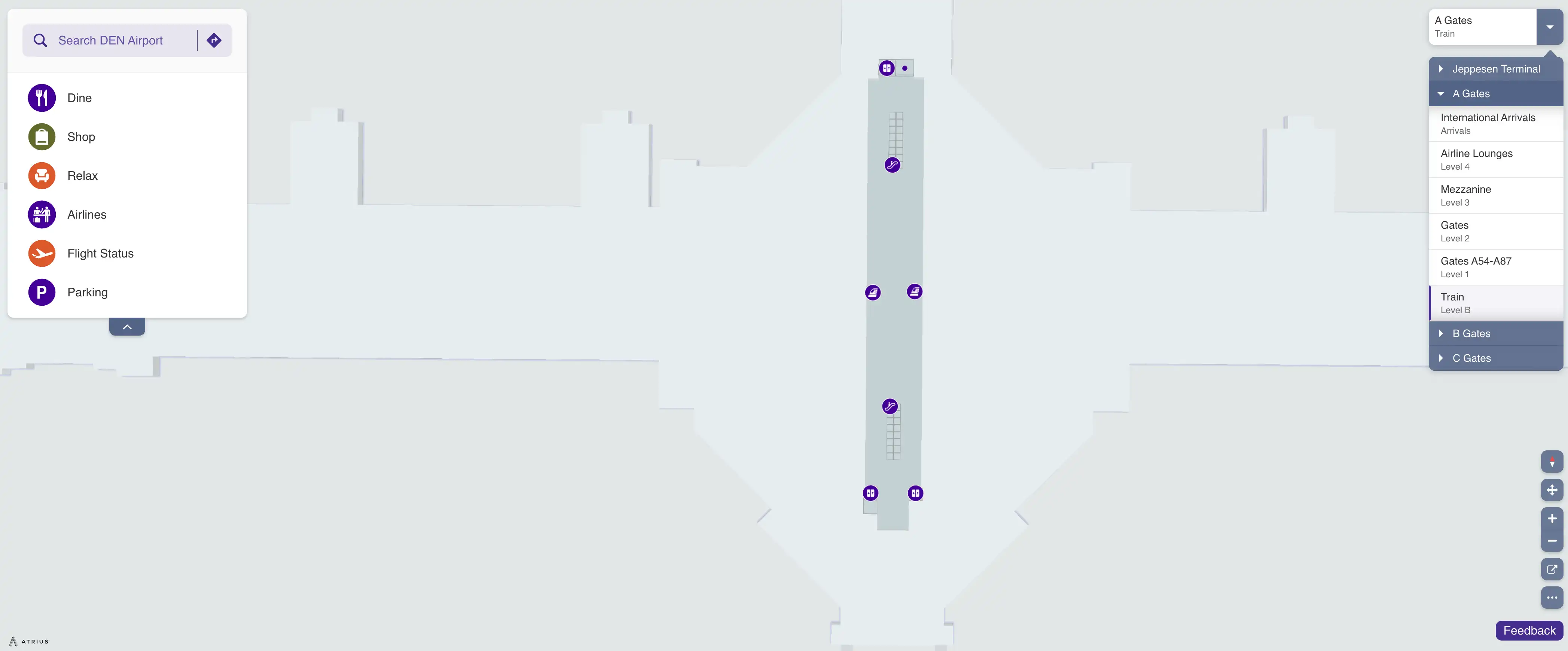 Denver International Airport Concourse A Train Level B Map 2025