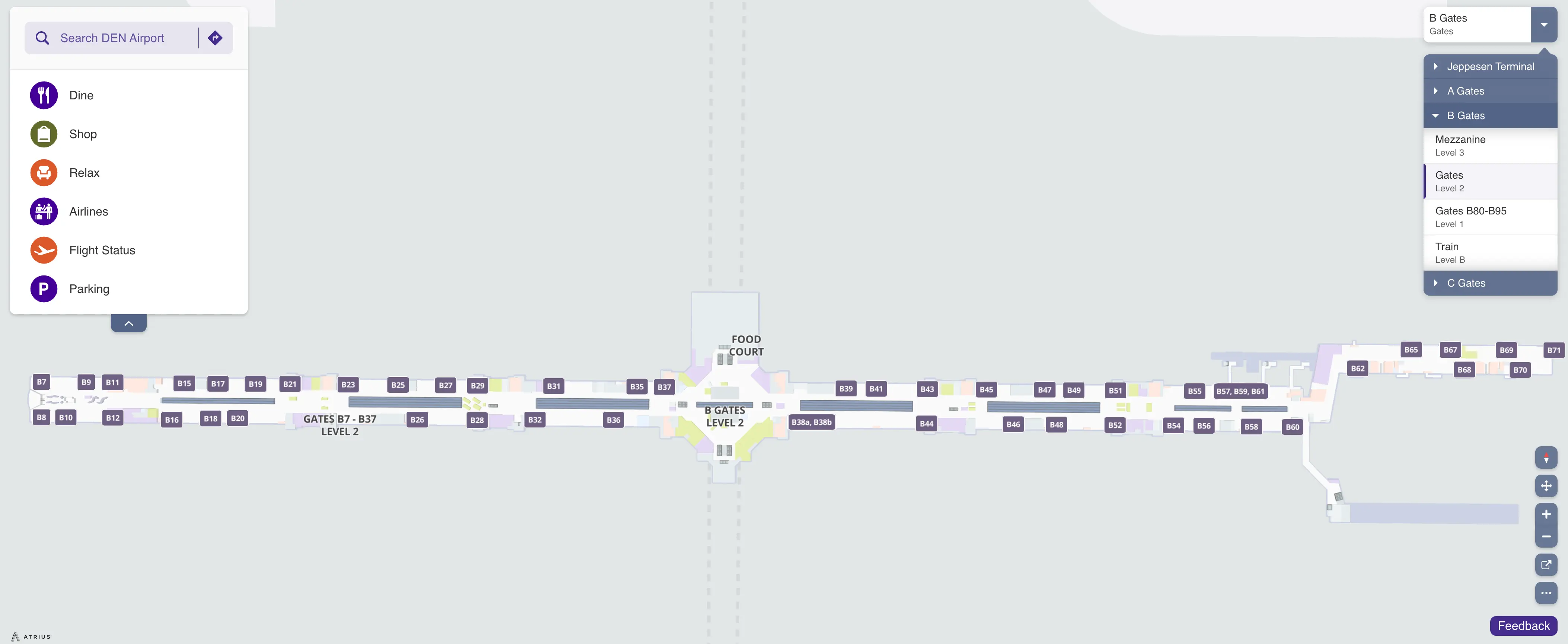 Denver International Airport Concourse B Gates Level 2 Map 2025