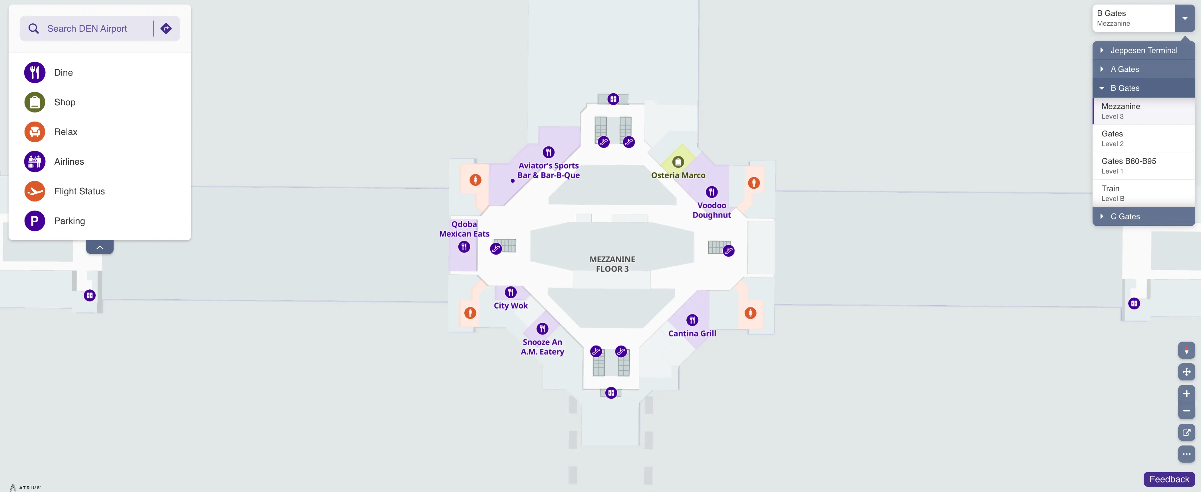Denver International Airport Concourse B Mezzanine Level 3 Map 2025