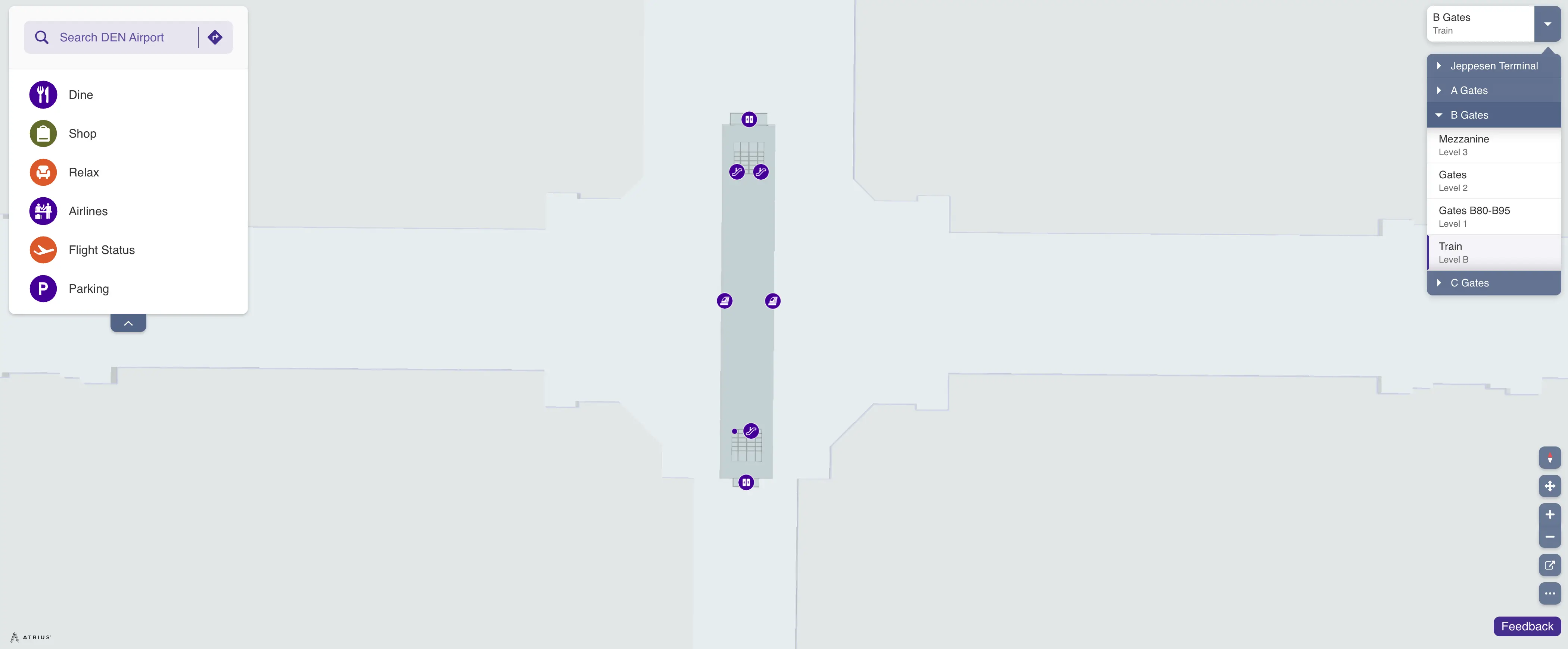Denver International Airport Concourse B Train Level B Map 2025