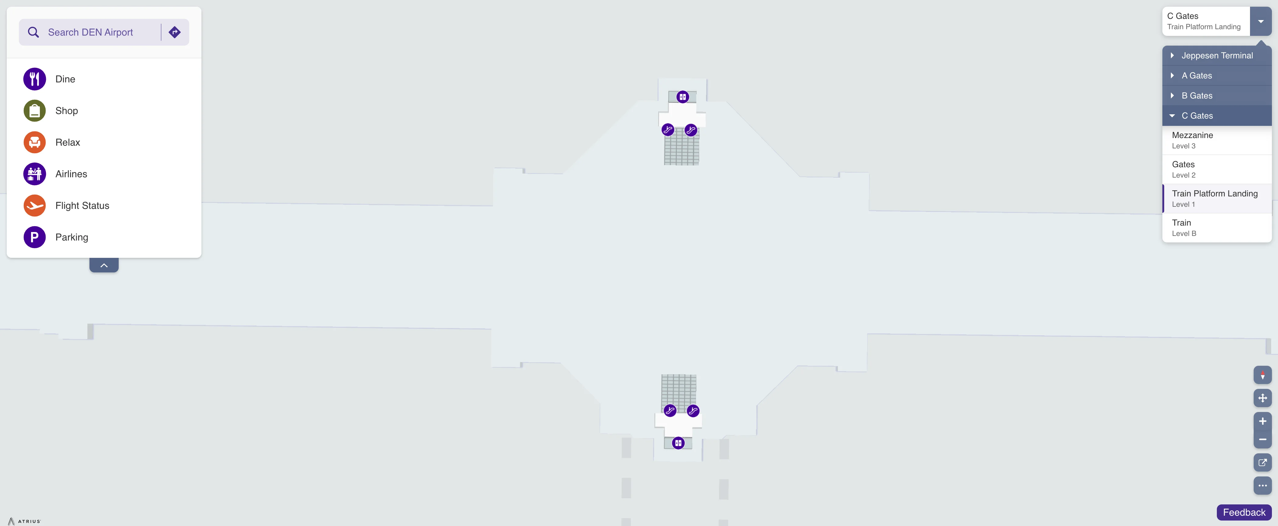 Denver International Airport Concourse C Train Platform Landing Level 1 Map 2025