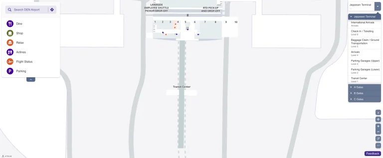 Denver International Airport Jeppesen Terminal Level 1 Transit Center Map 2025