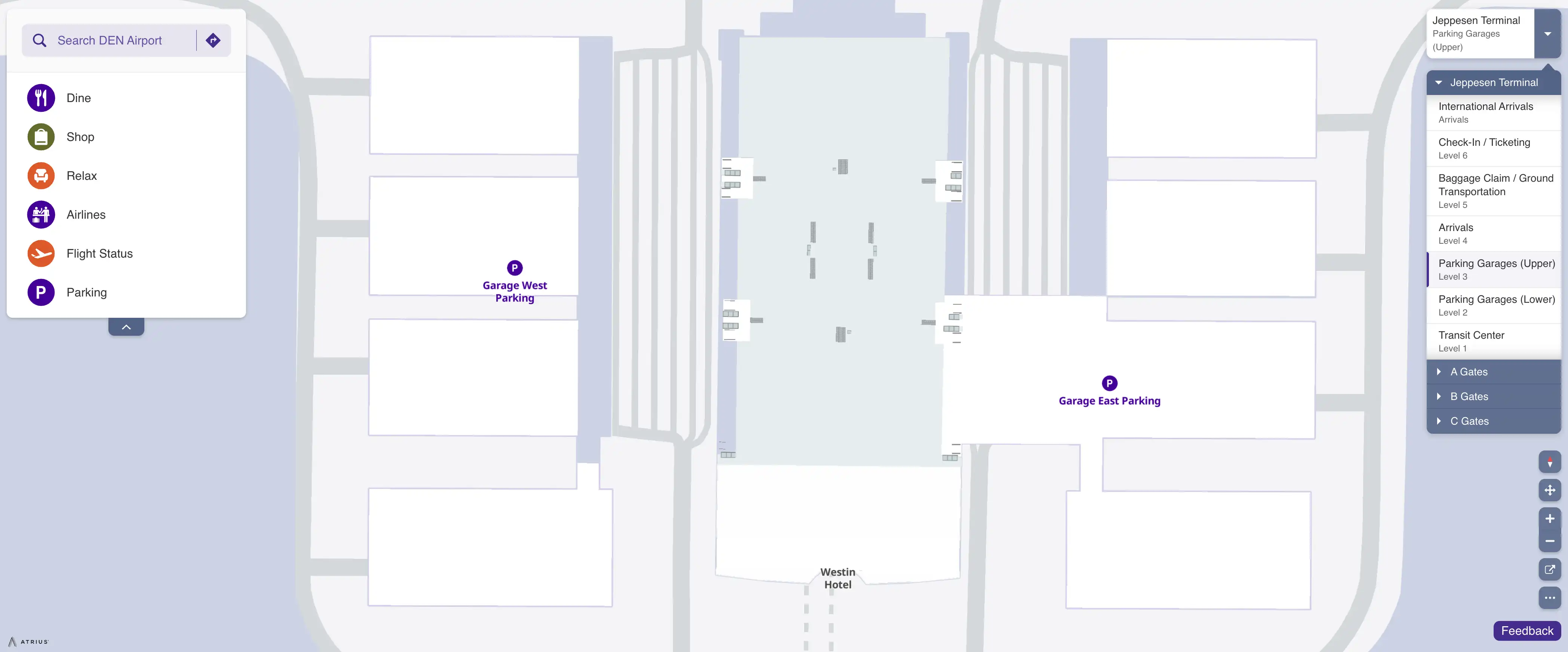 Denver International Airport Jeppesen Terminal Level 3 Parking Garages Map 2025