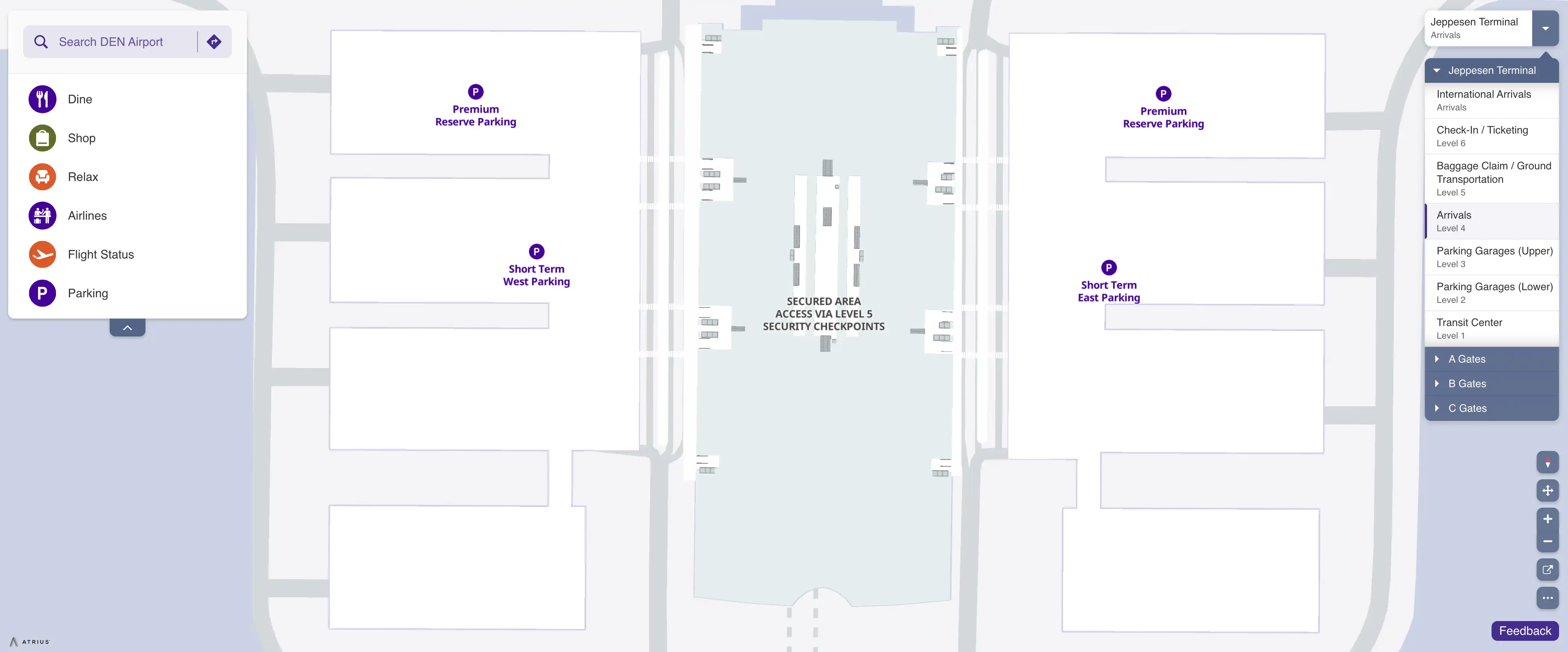Denver International Airport Jeppesen Terminal Level 4 Arrivals Map 2025