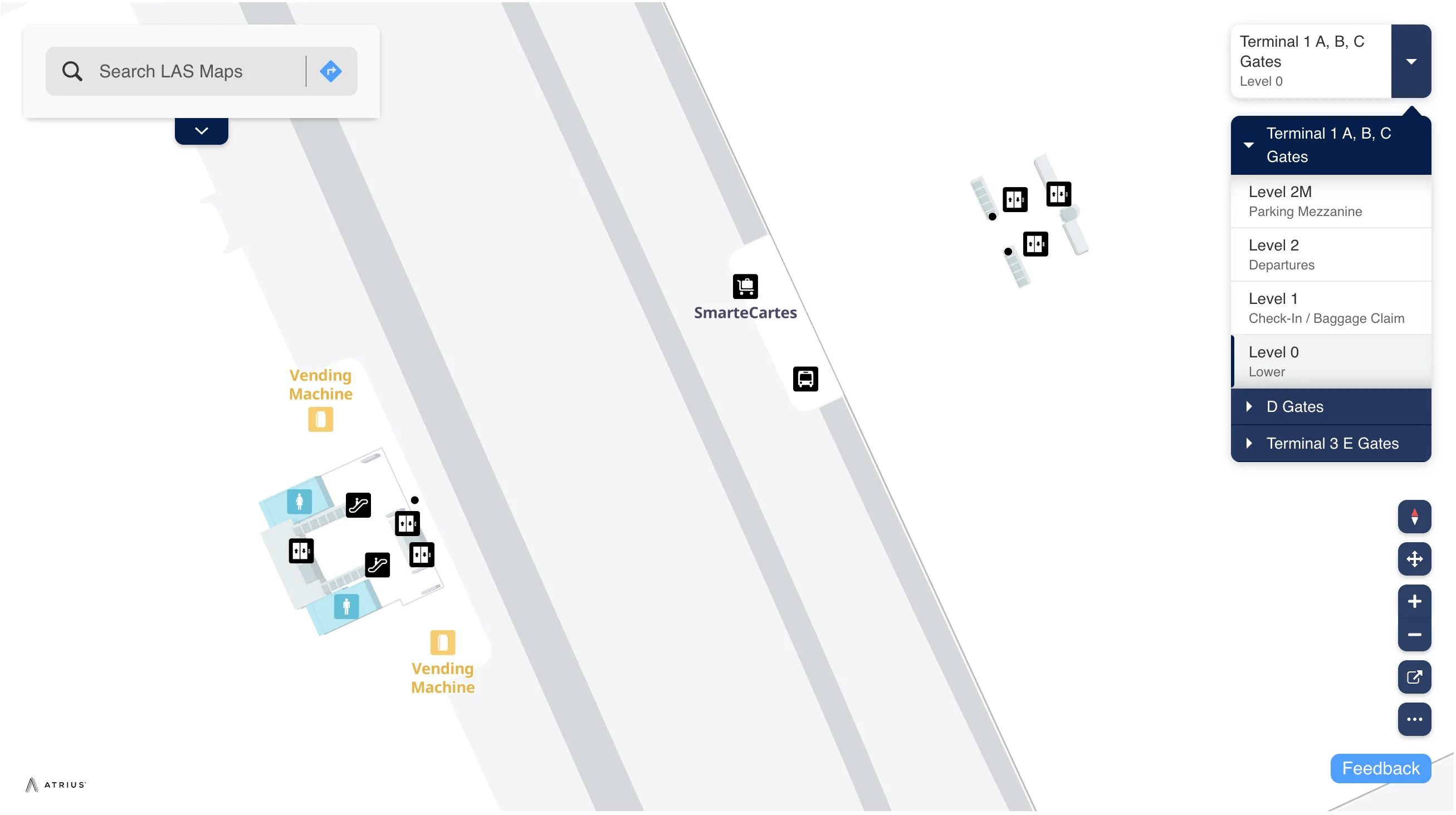 Harry Reid International Airport Terminal 1 A B C Gates Level 0 Lower Map 2025