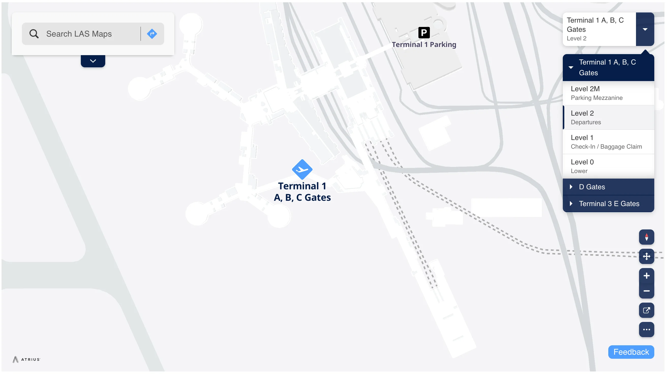 Harry Reid International Airport Terminal 1 A B C Gates Level 2 Departures Map 2025