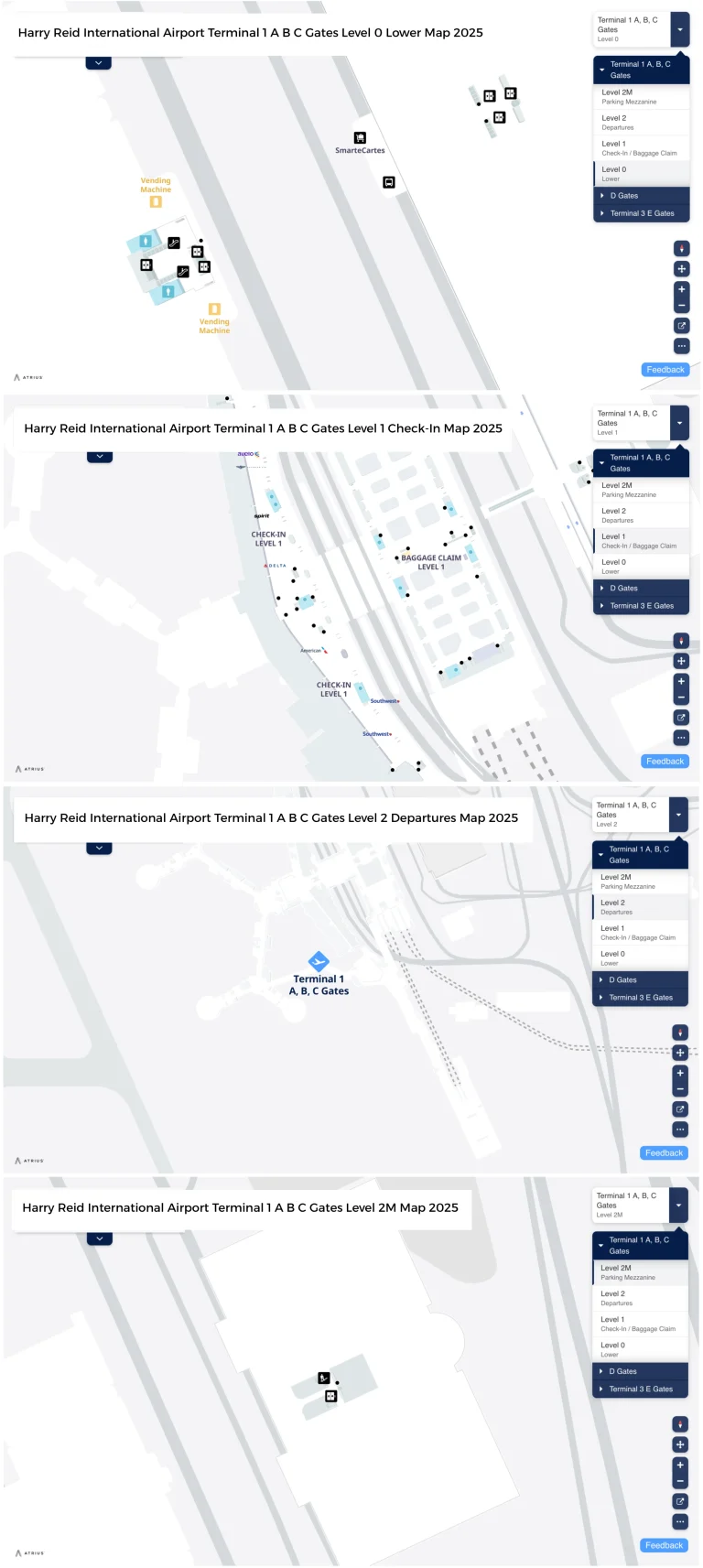 Harry Reid International Airport Terminal 1 A B C Gates Map 2025