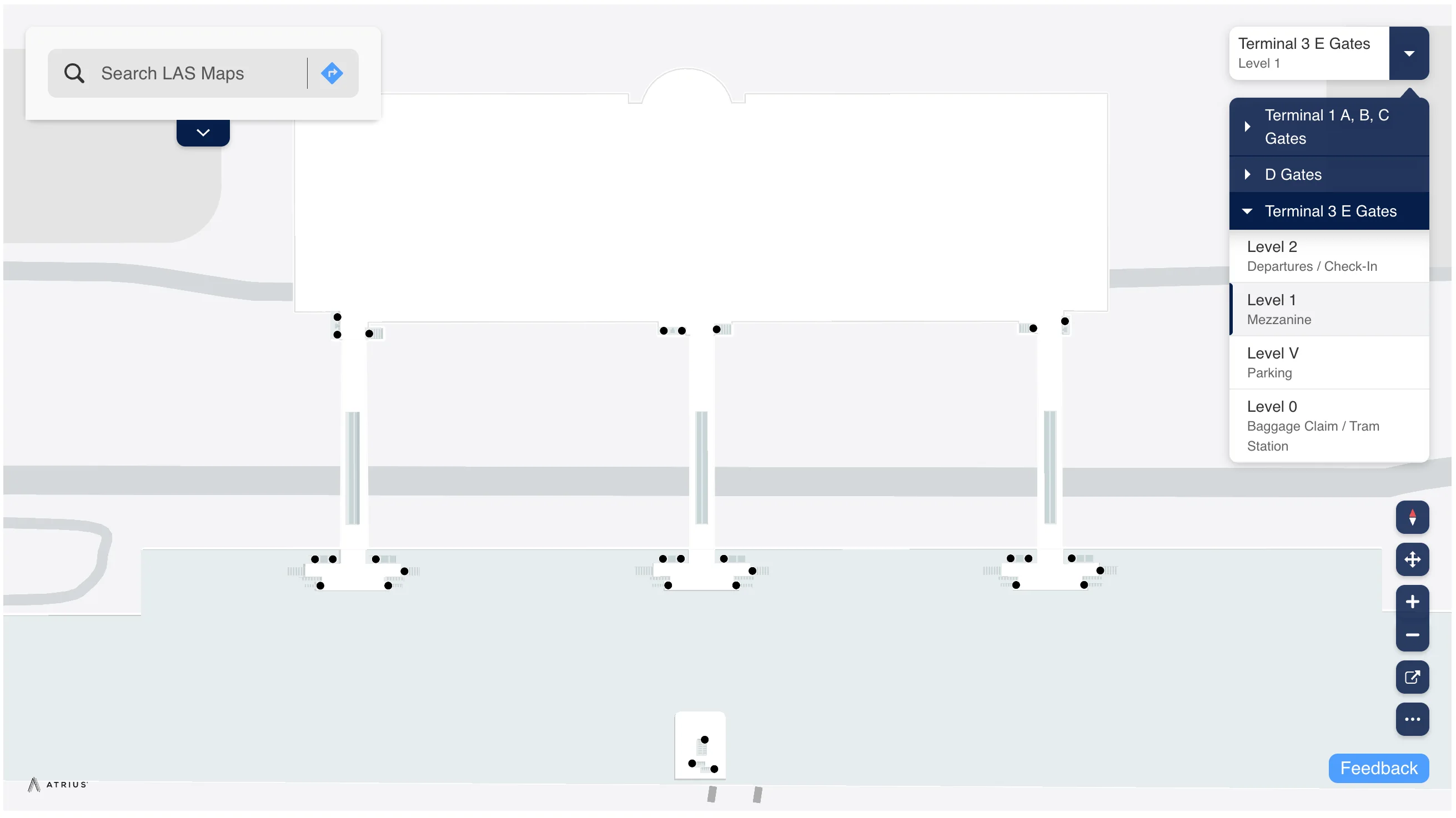 Harry Reid International Airport Terminal 3 Level 1 Mezzanine Map 2025