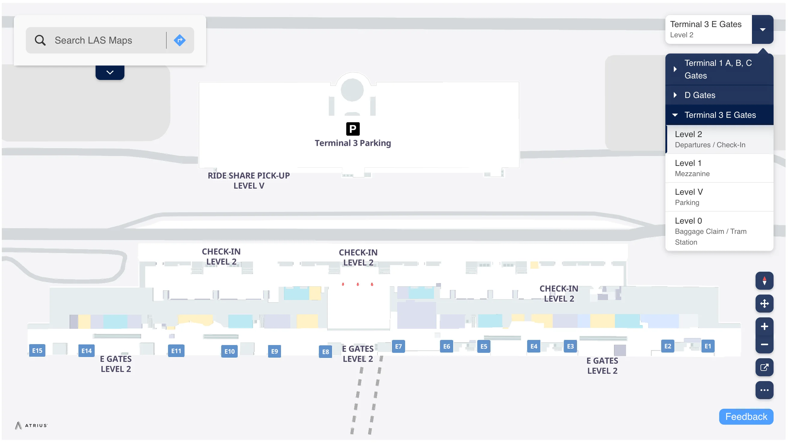 Harry Reid International Airport Terminal 3 Level 2 Departures Map 2025