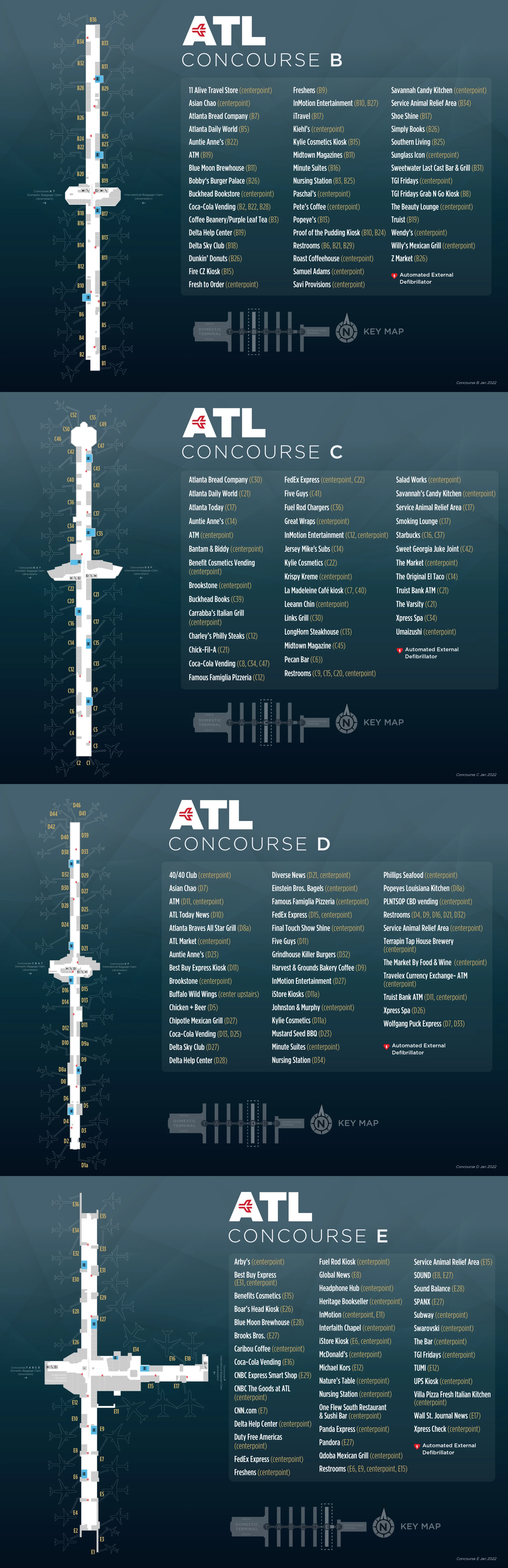 Hartsfield Jackson Atlanta International Airport Domestic Terminal North Map 2022-2025