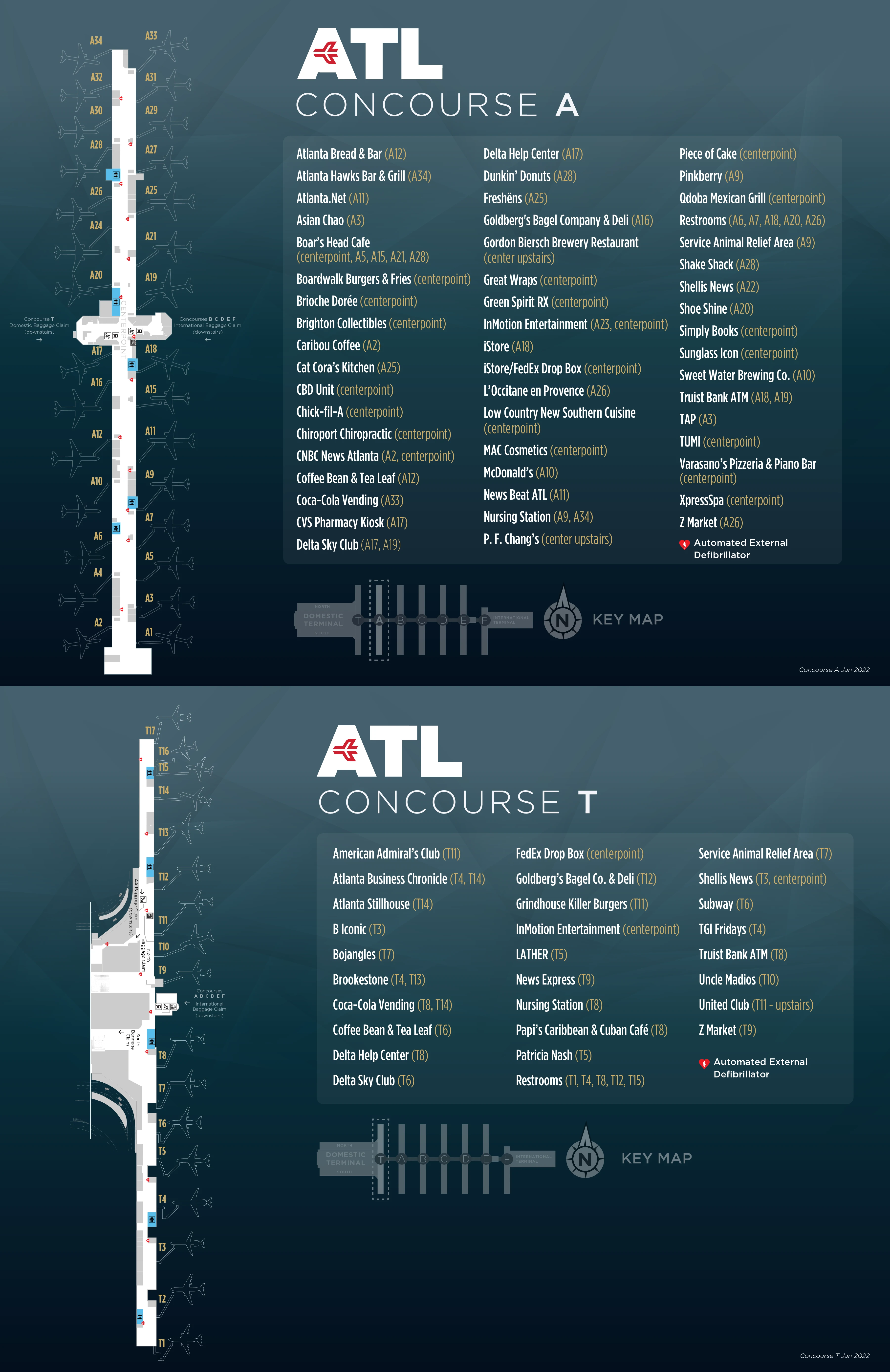 Hartsfield Jackson Atlanta International Airport Domestic Terminal South Map 2025-2022