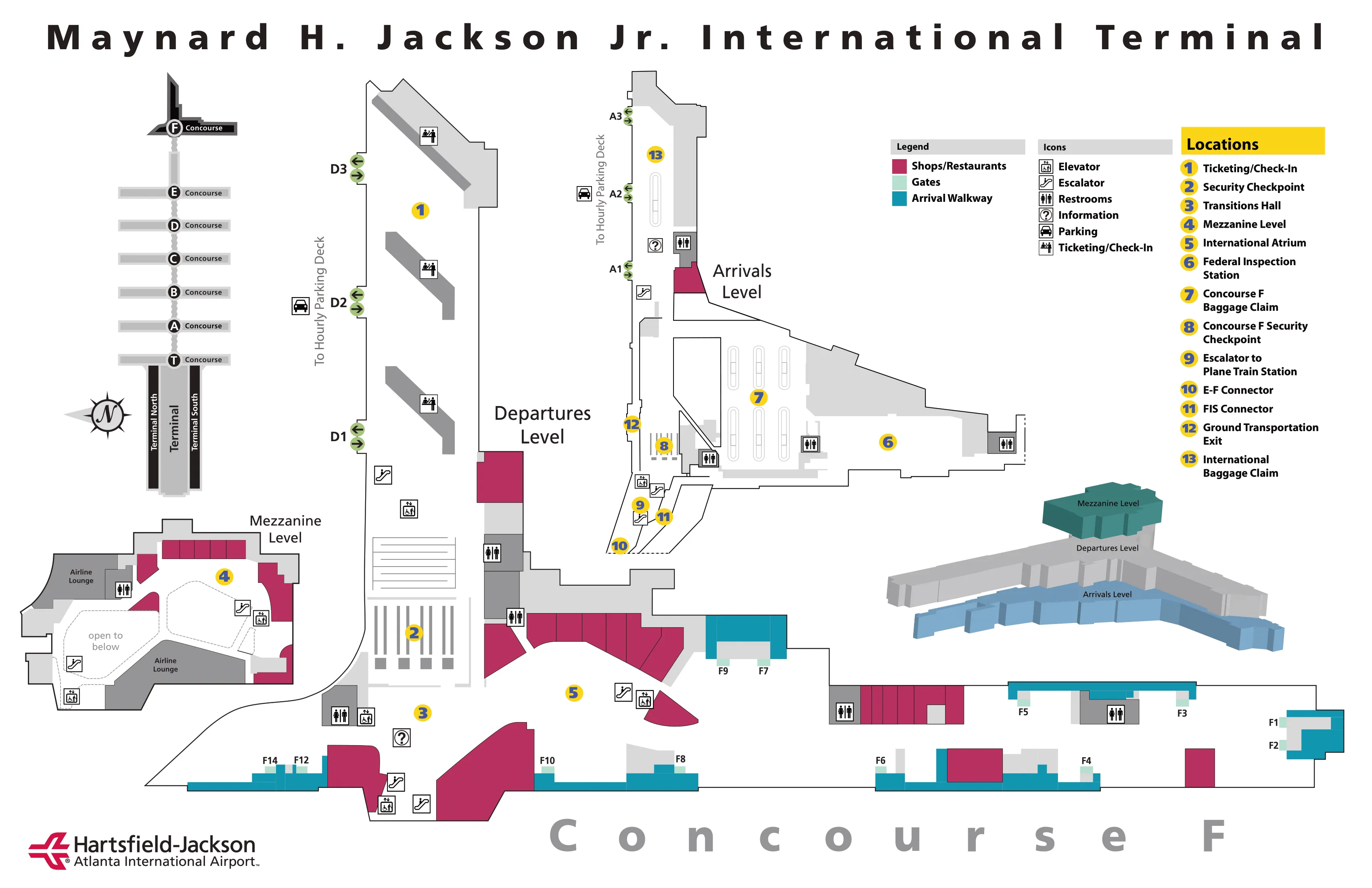 Hartsfield Jackson Atlanta International Airport International Terminal Concourse F Map 2013