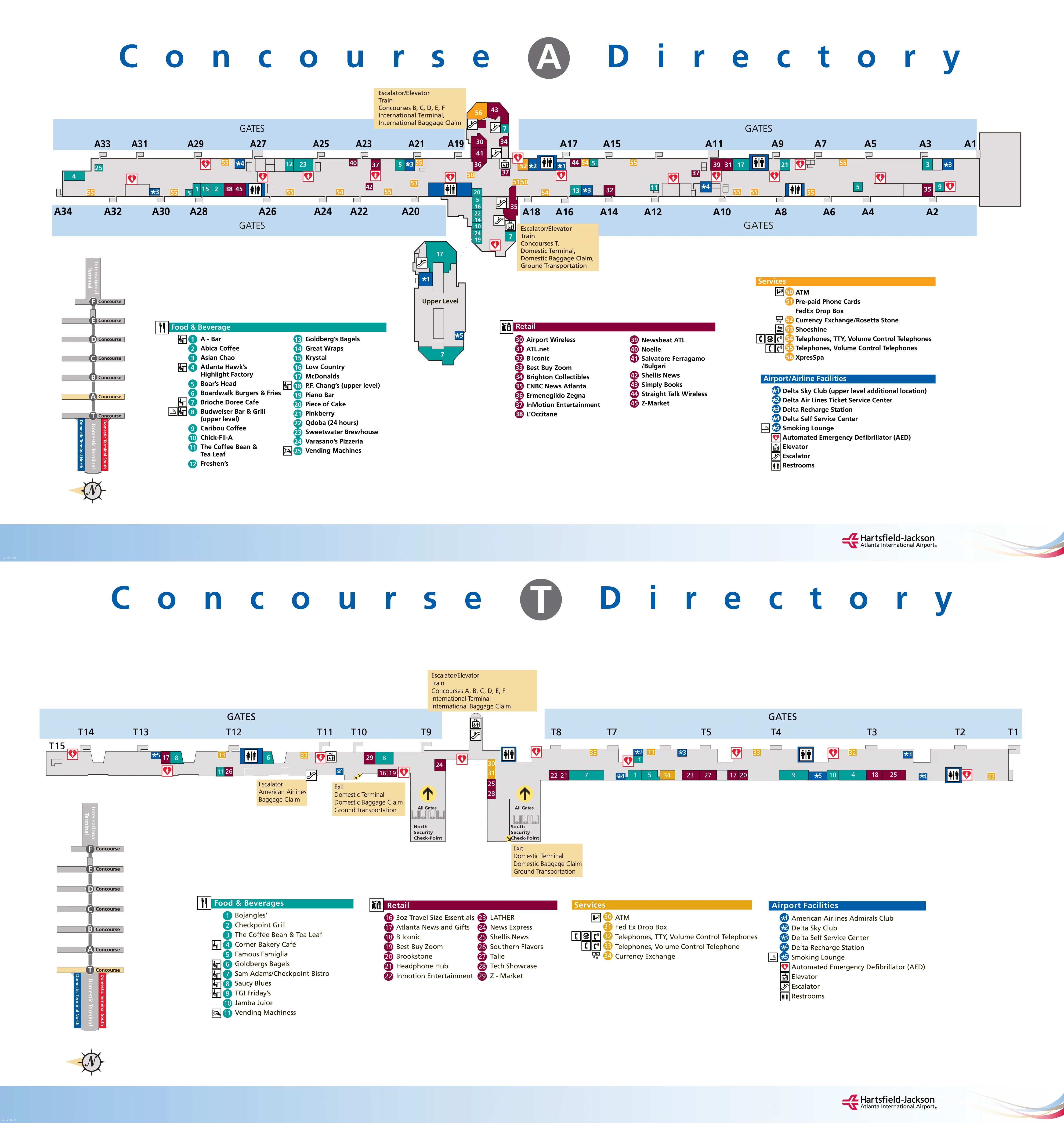Hartsfield-Jackson Atlanta International Airport Terminal Domestic South Map 2013