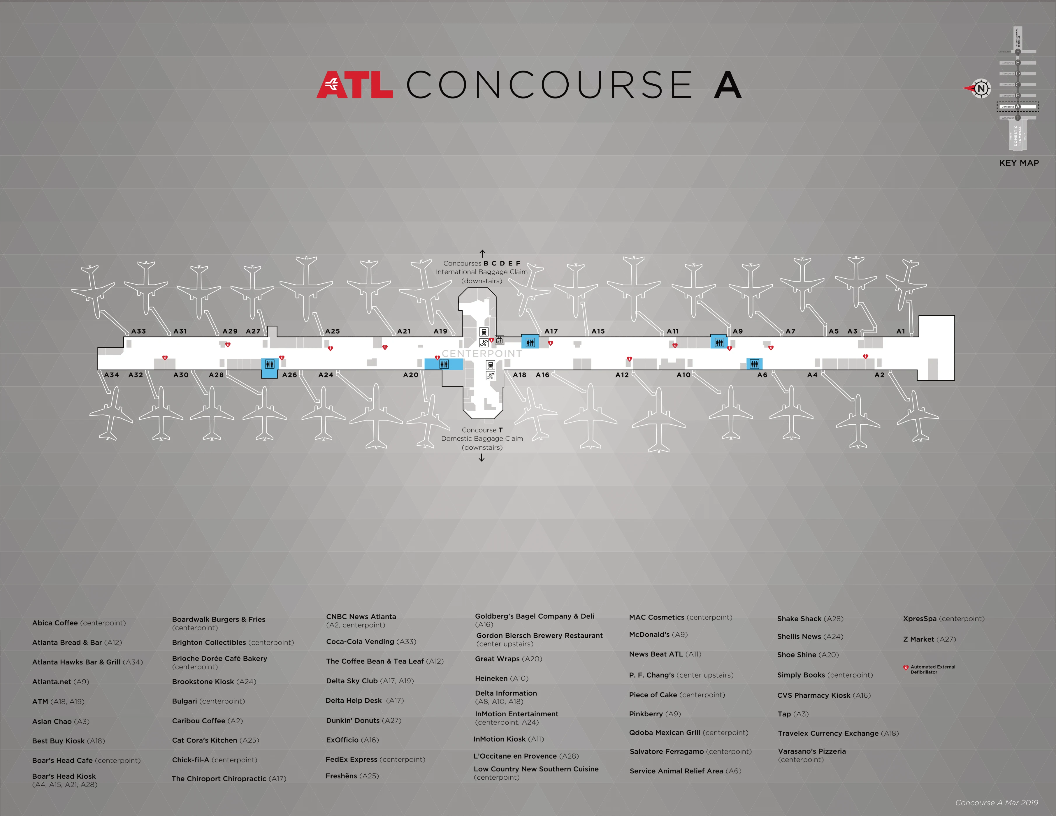 Hartsfield-Jackson Atlanta International Airport Terminal South Domestic Concourse A Map 2019