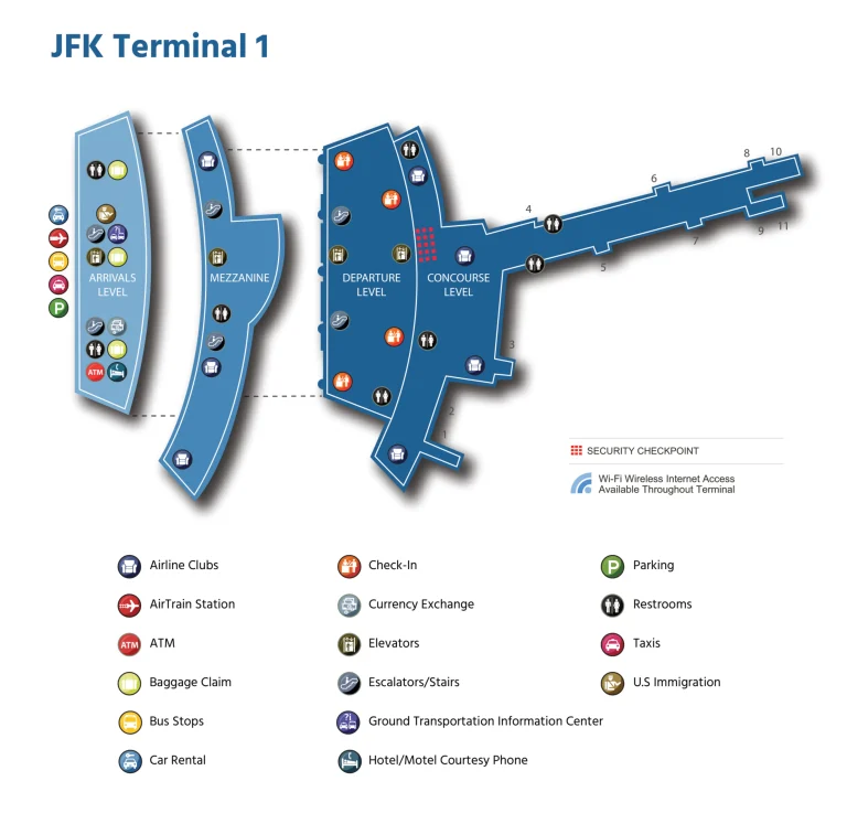 John F. Kennedy International Airport Terminal 1 Map 2025