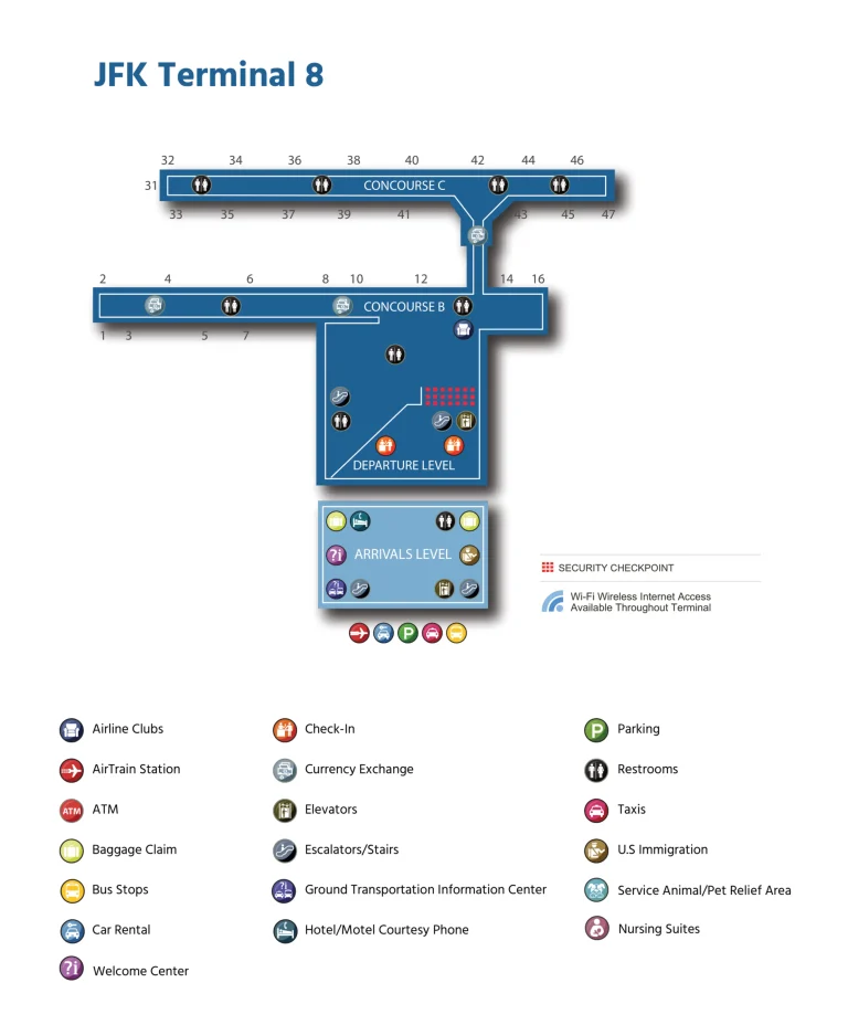 John F. Kennedy International Airport Terminal 8 Map 2025