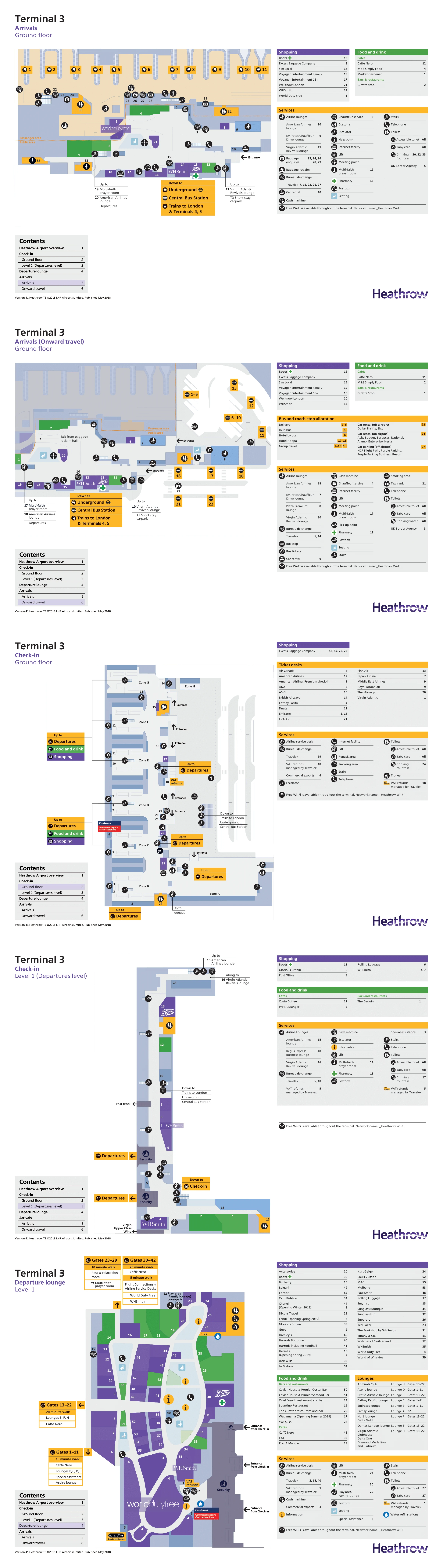London Heathrow Airport Terminal 3 Map 2018-2023