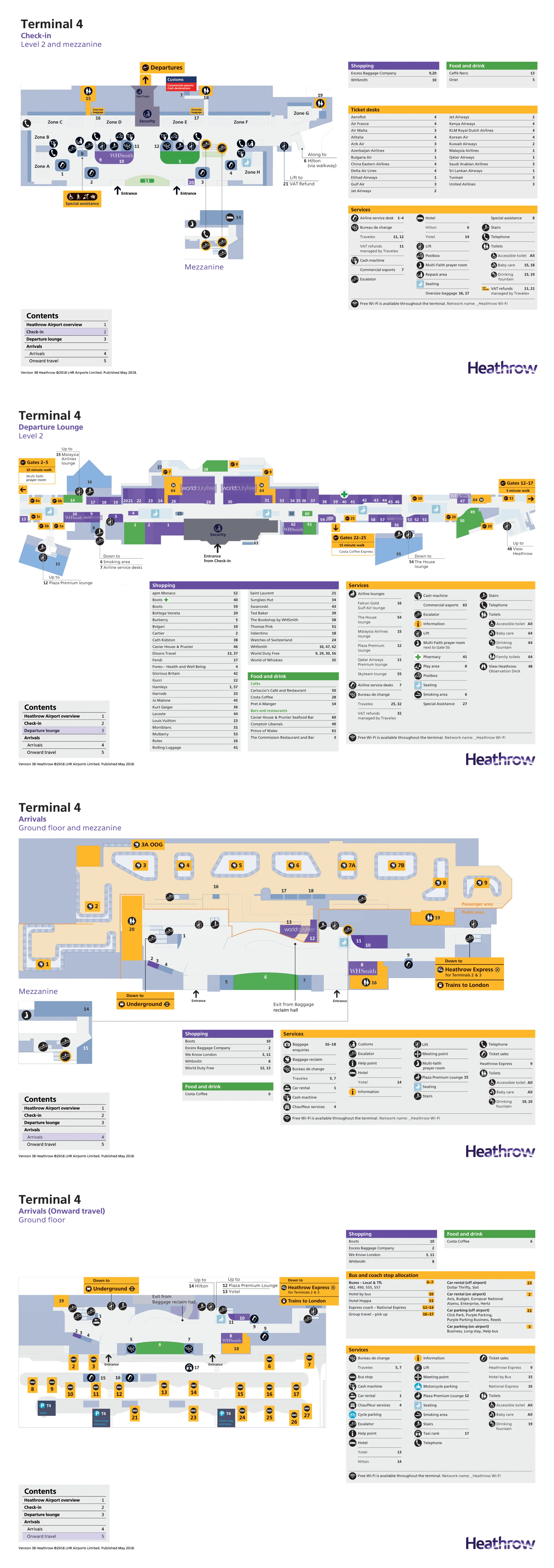 London Heathrow Airport Terminal 4 Map 2018-2023
