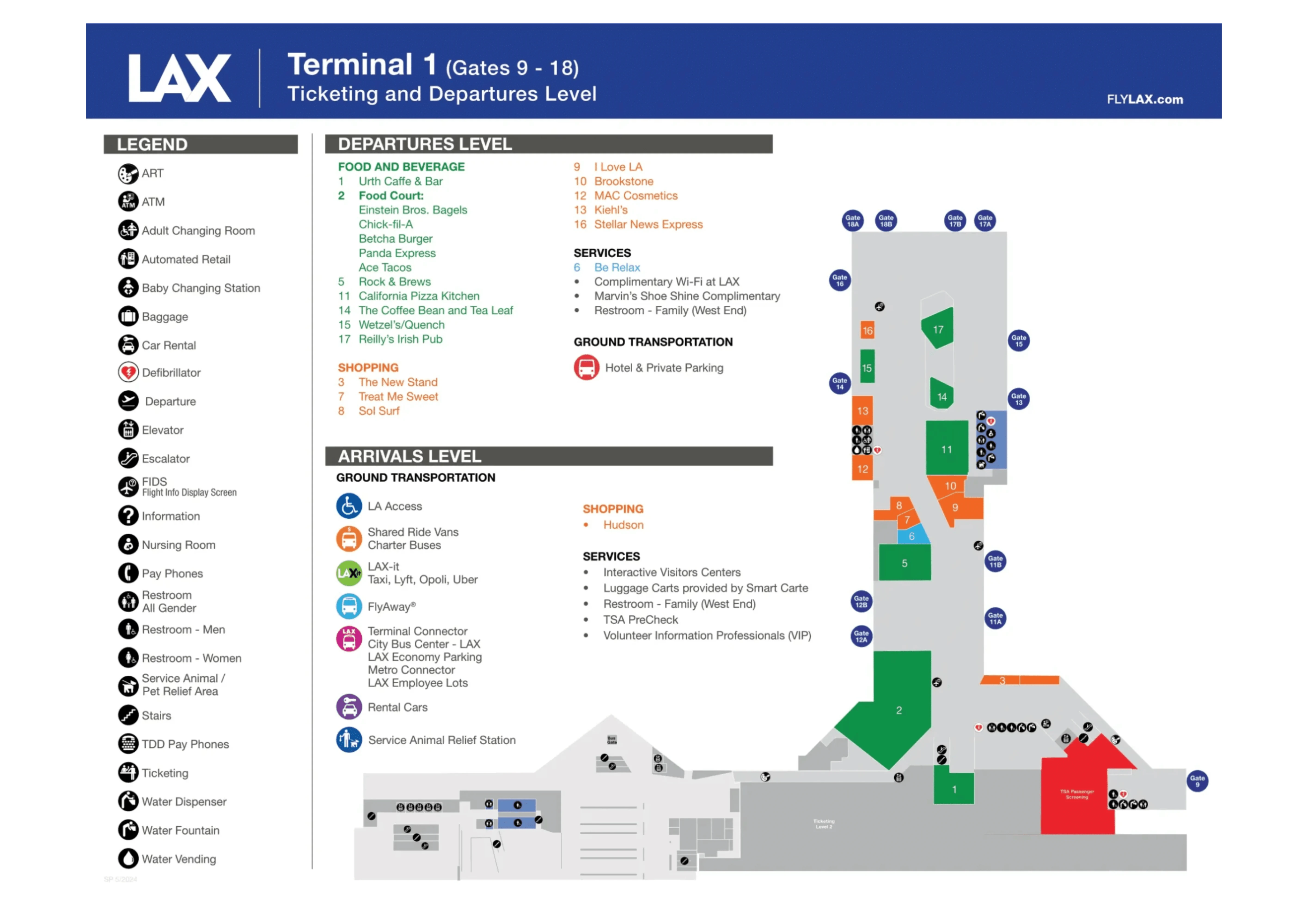 Los Angeles International Airport Terminal 1 Map 2024