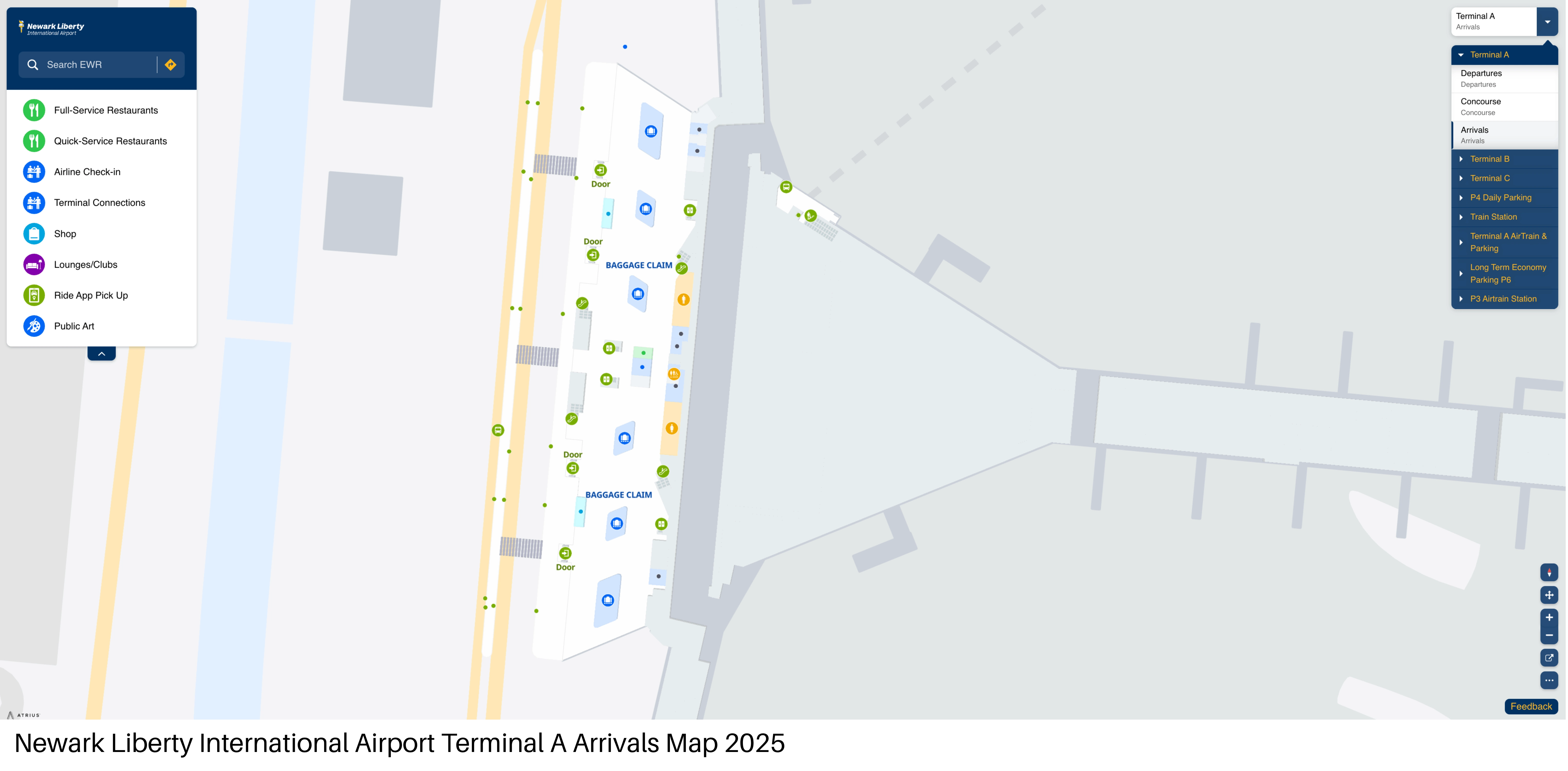 Newark Liberty International Airport Terminal A Arrivals Map 2025