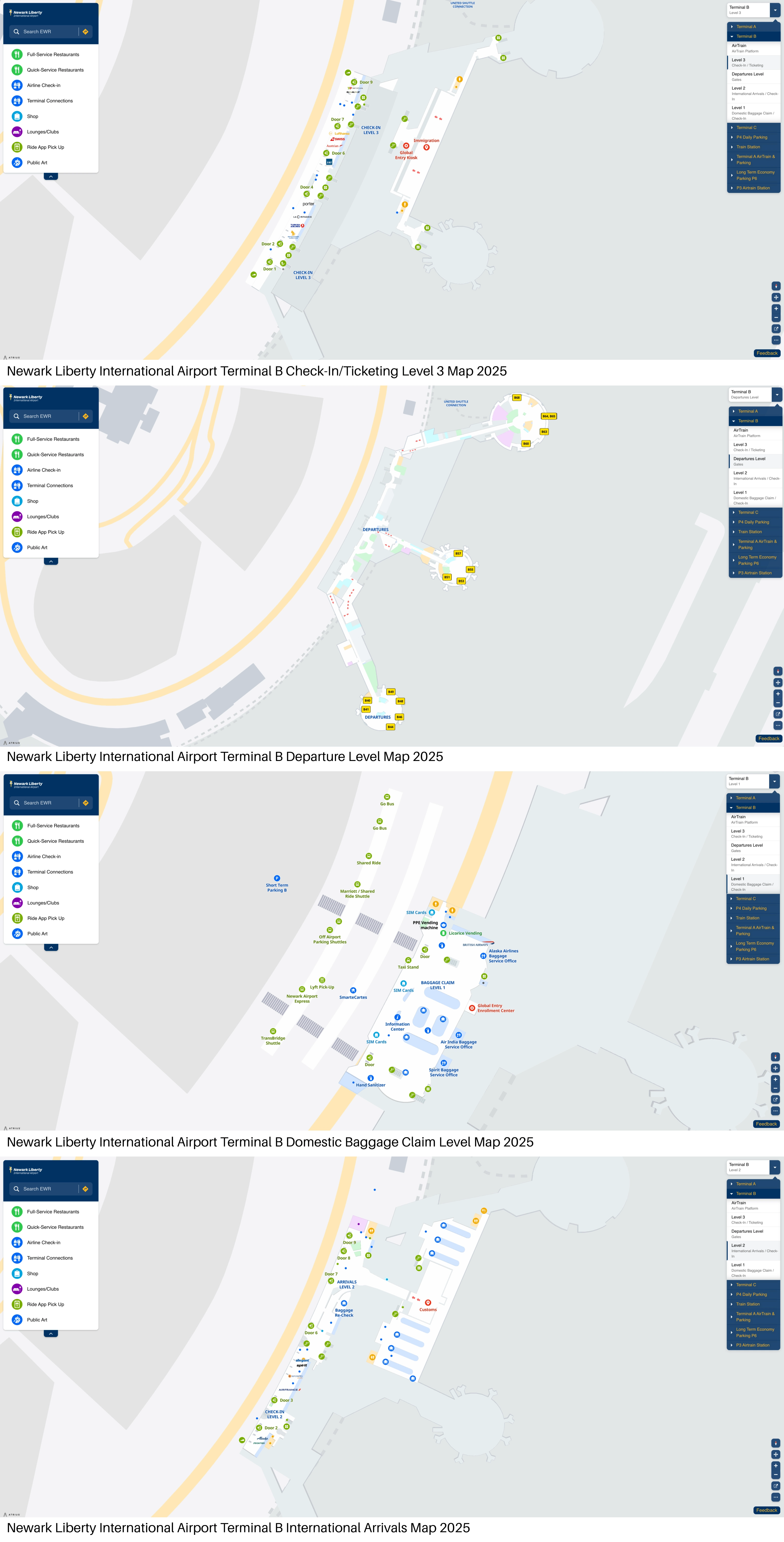 Newark Liberty International Airport Terminal B Map 2025