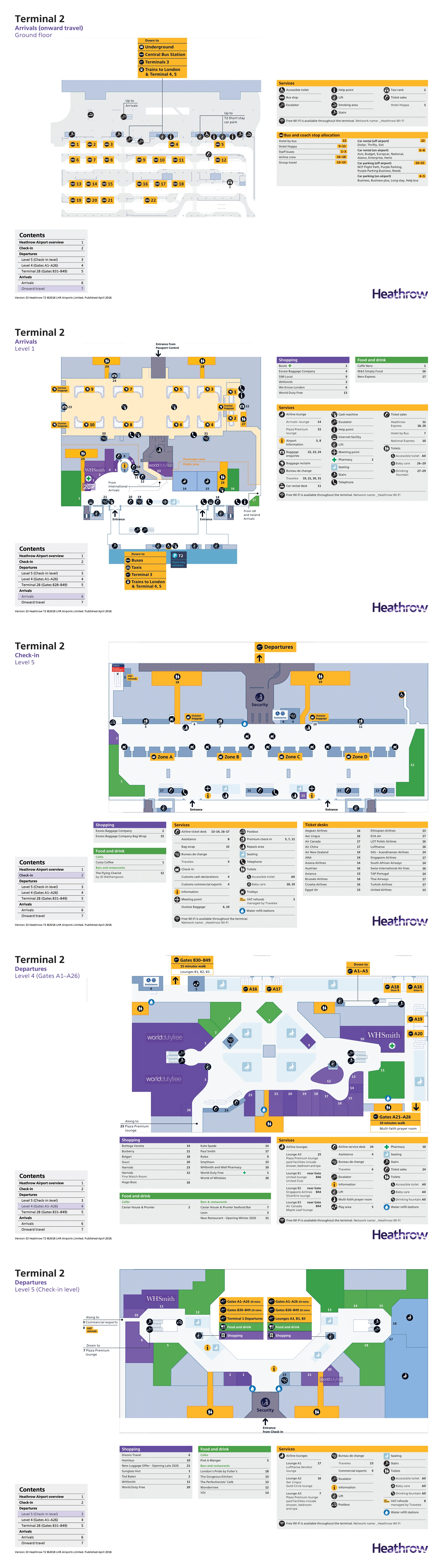 Printable London Heathrow Airport Terminal 2 Map PDF 2018-2023