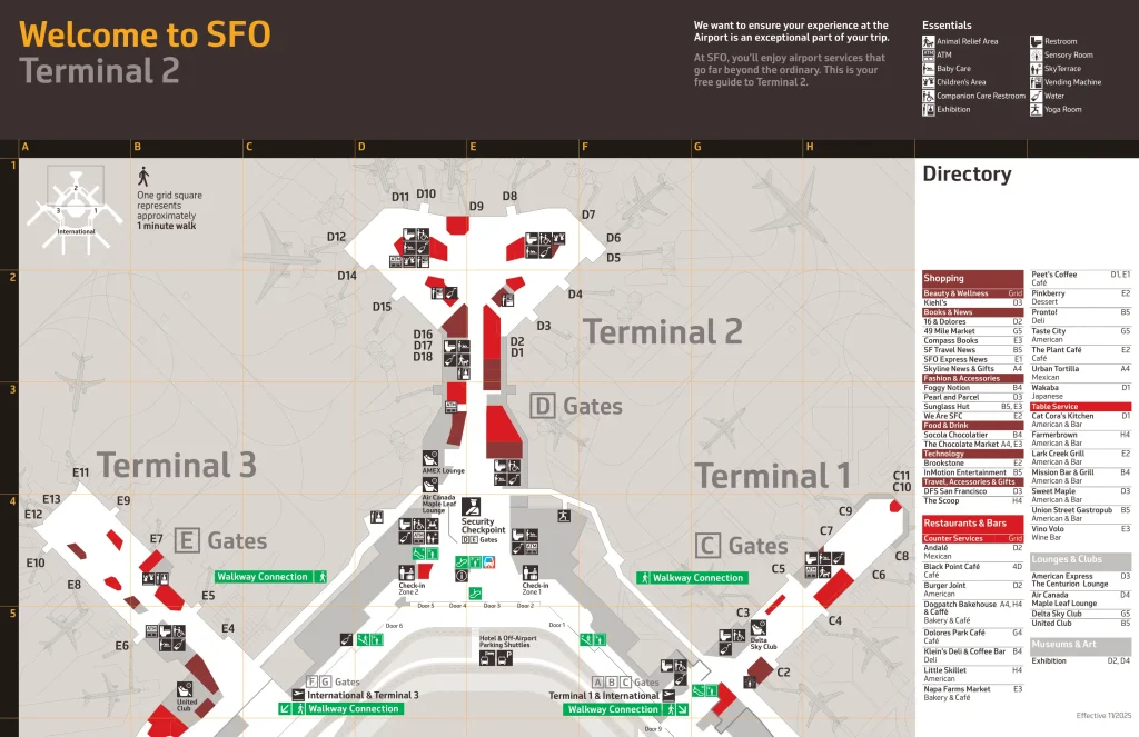 Terminal Two Map San Francisco International Airport Terminal 2 Map (Most Up-To-Date ...
