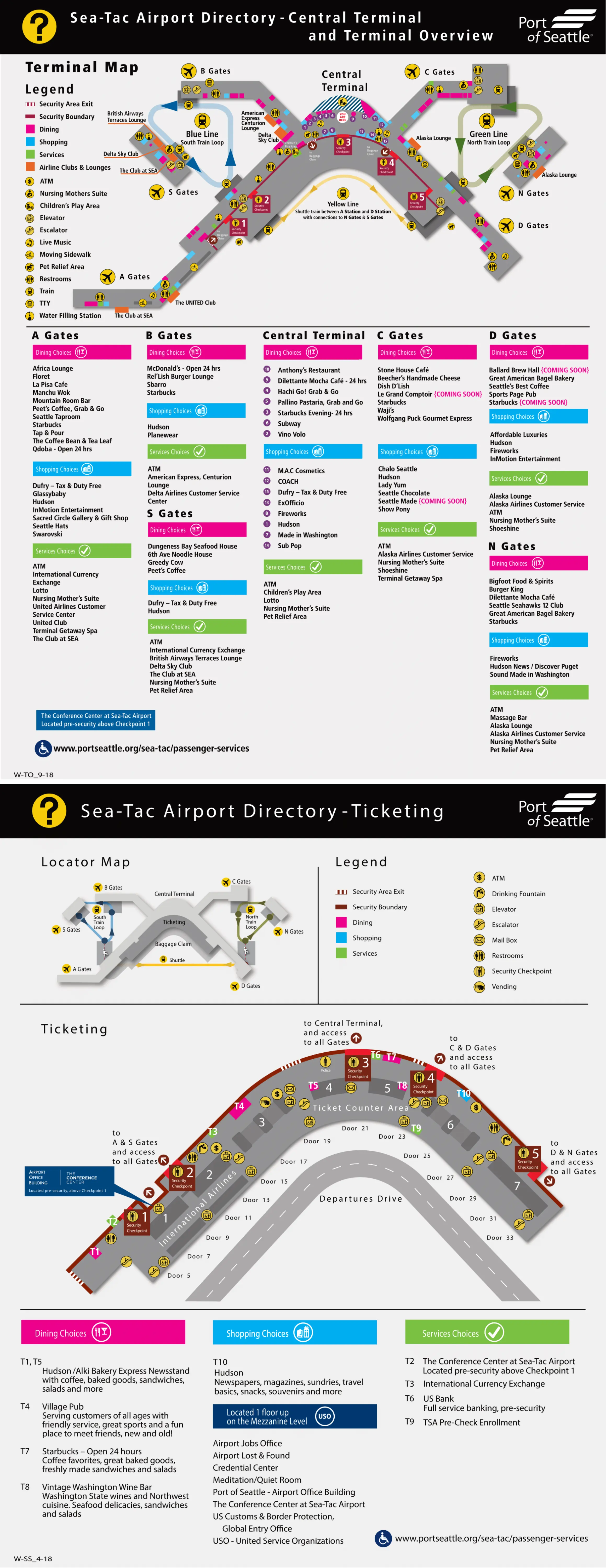 Seattle–Tacoma International Airport Central Terminal Map 2021